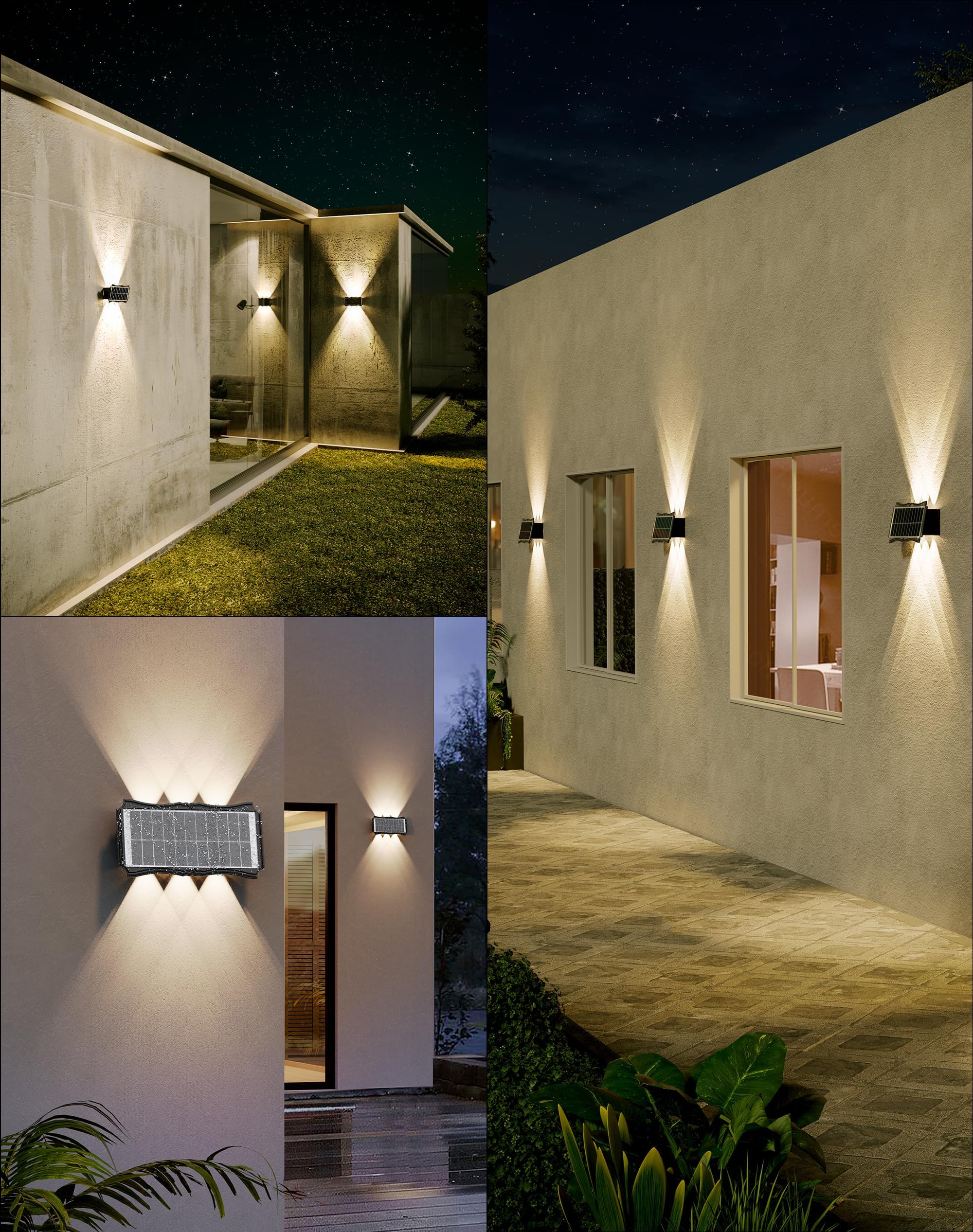Kialush Solar Step Lights Outdoor  6 Pack 1500Mah Wall Lights Fence Lights Solar Powered  Ip65 Outdoor Up And Down Solar Lighting For Step  Wall  Fence