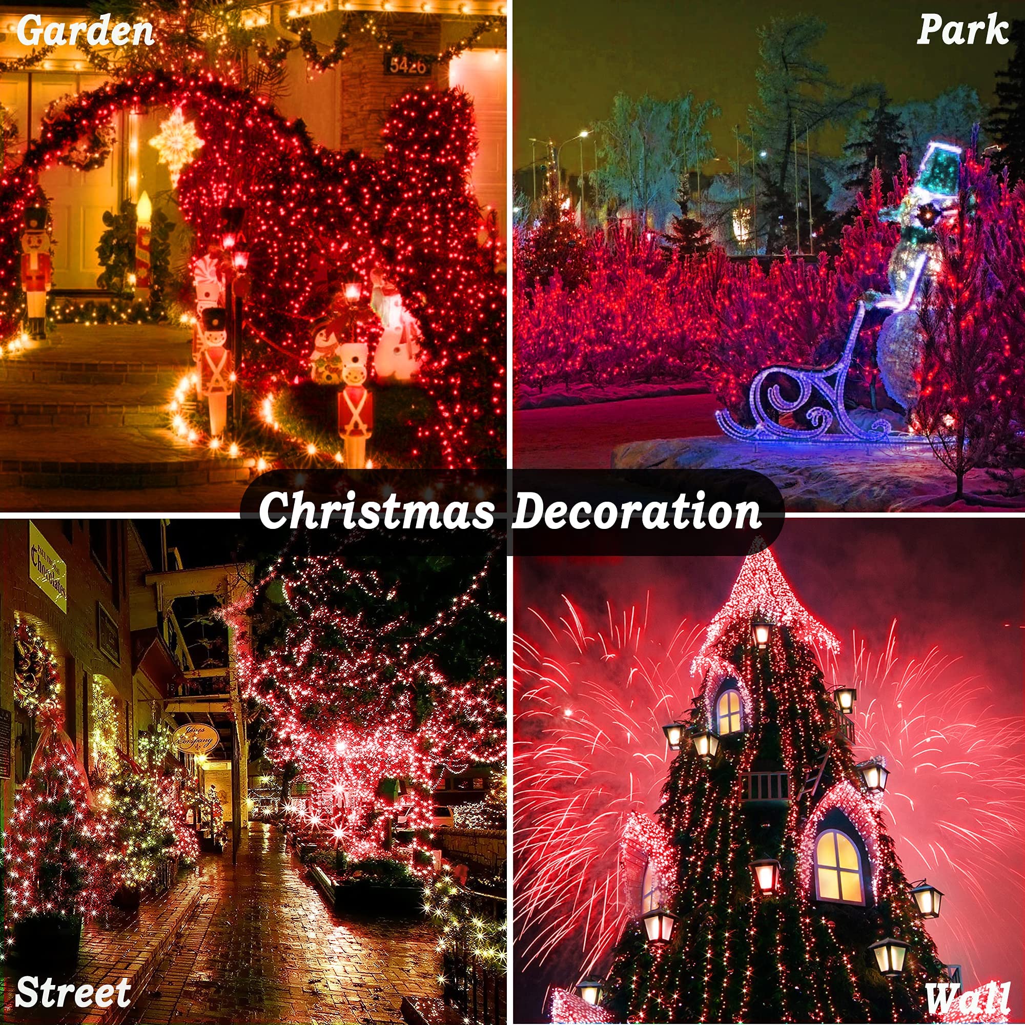 KNONEW 403ft 1000 LED String Lights Outdoor Christmas Lights 8 Modes & Timer Fairy Light Plug in Waterproof LED String Lights fo