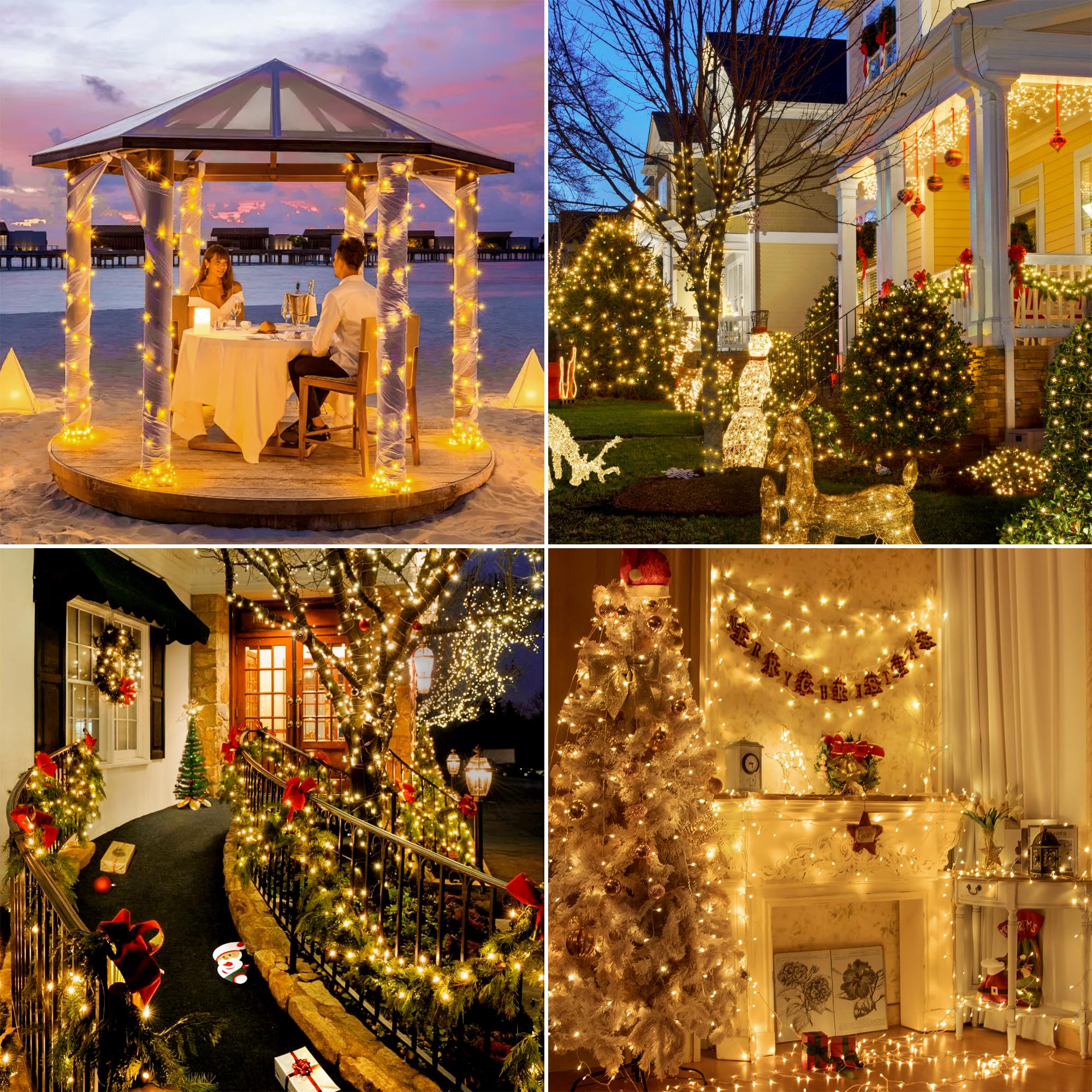 Ccinny 600 LED Christmas Lights, 196 FT Waterproof String Lights, Warm White, Model NYA0600H for Holiday Decor