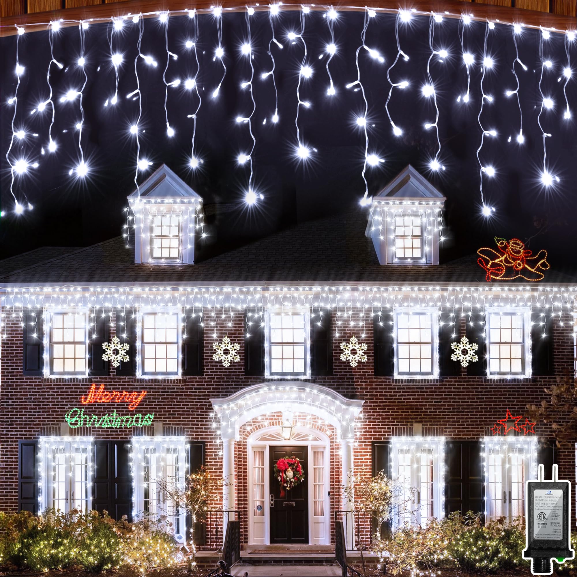 XIKENGSHQ 1620 LED Christmas Lights, 164ft String Lights with 360 Drops, 8 Modes, Cool White, Plug-in, Waterproof