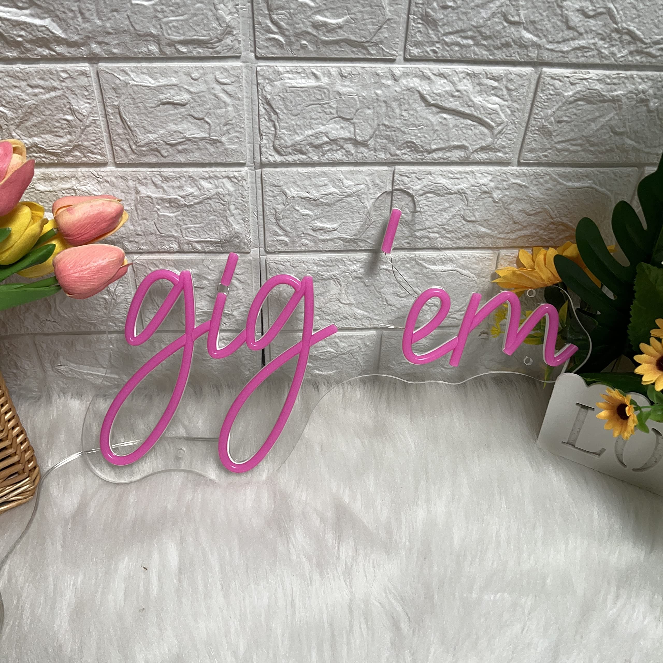 Gigem Aggies Neon Sign Pink Led Neon Light Signs For Wall Decor Usb Operated Concert Girls Dorm Room Decoration Beauty Texas A&M University Wall Art Birthday Gifts For Women 16X9.69