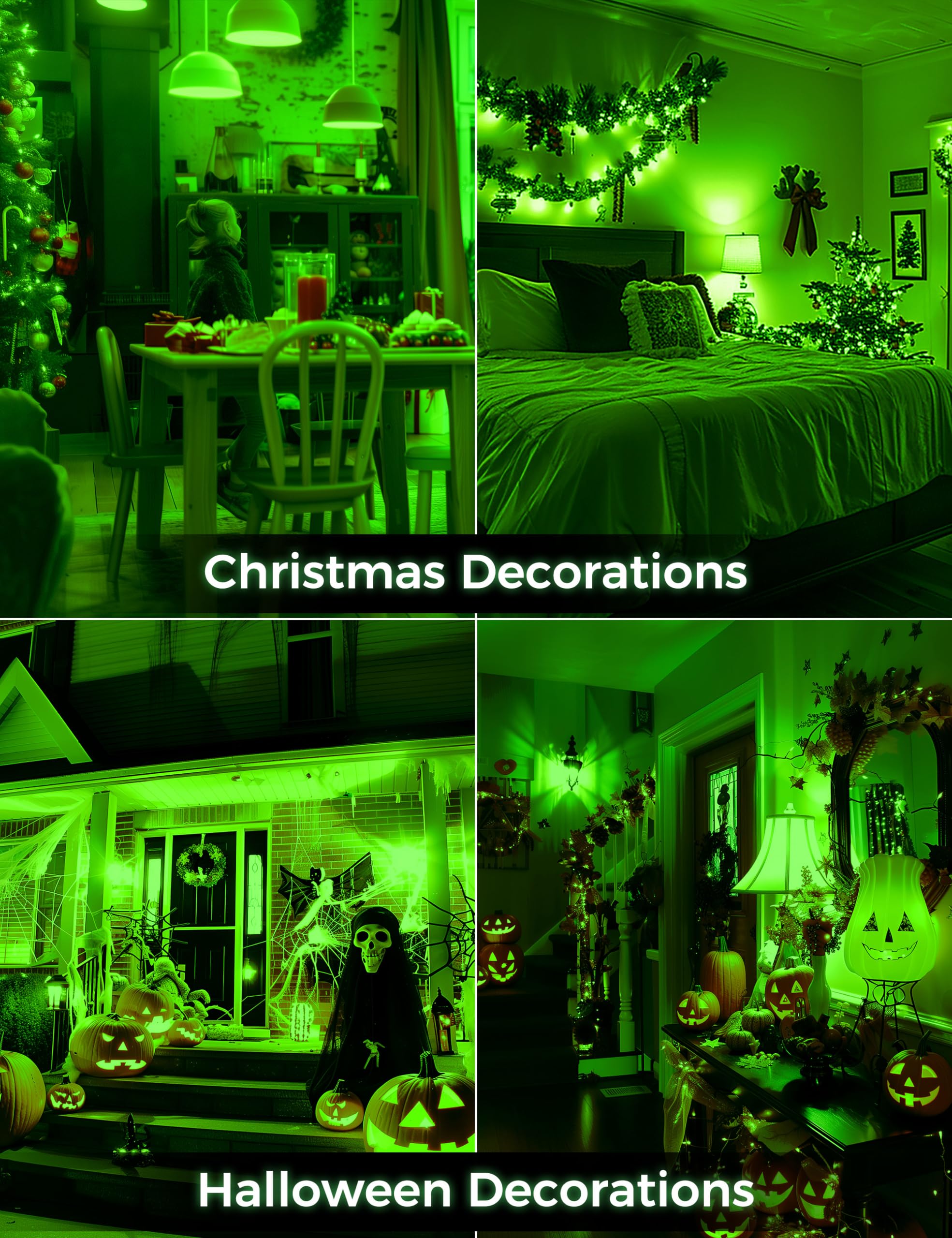 Doresshop Green Light Bulbs  9W (60 Watt Equivalent) - E26 Base Led Bulb  720Lm Green Bulbs Outdoor For Halloween Christmas Party Decoration  Porch  Home  Holiday Lighting  Non-Dimmable  2 Pack