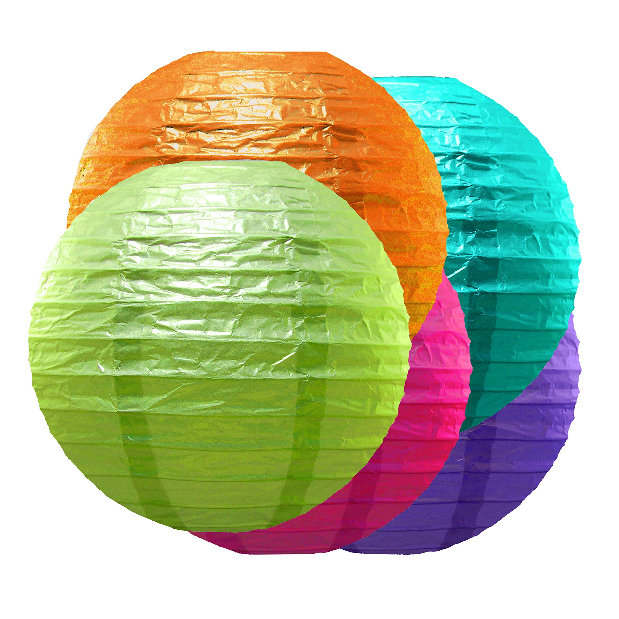Lumabase Round Paper Lanterns - Multicolor, 10'' Lanterns, 5 Count, 78905