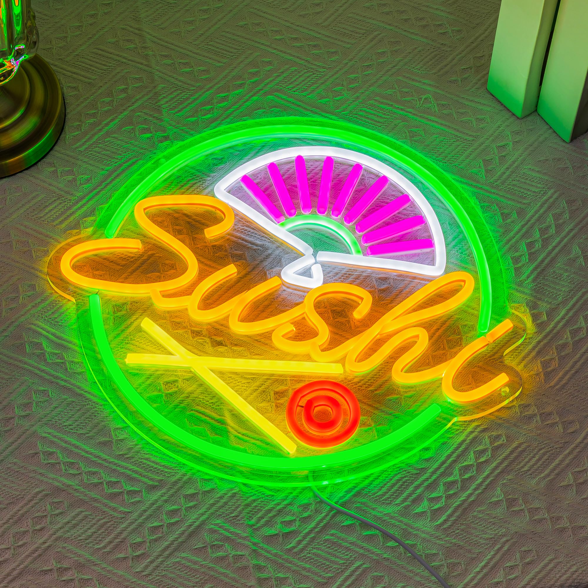 SUYUZUR Sushi Neon Sign - Colorful LED Wall Decor, USB Powered, Model SLY-07, Ideal for Japanese Restaurant, Home Bar, Kitchen, Cafe