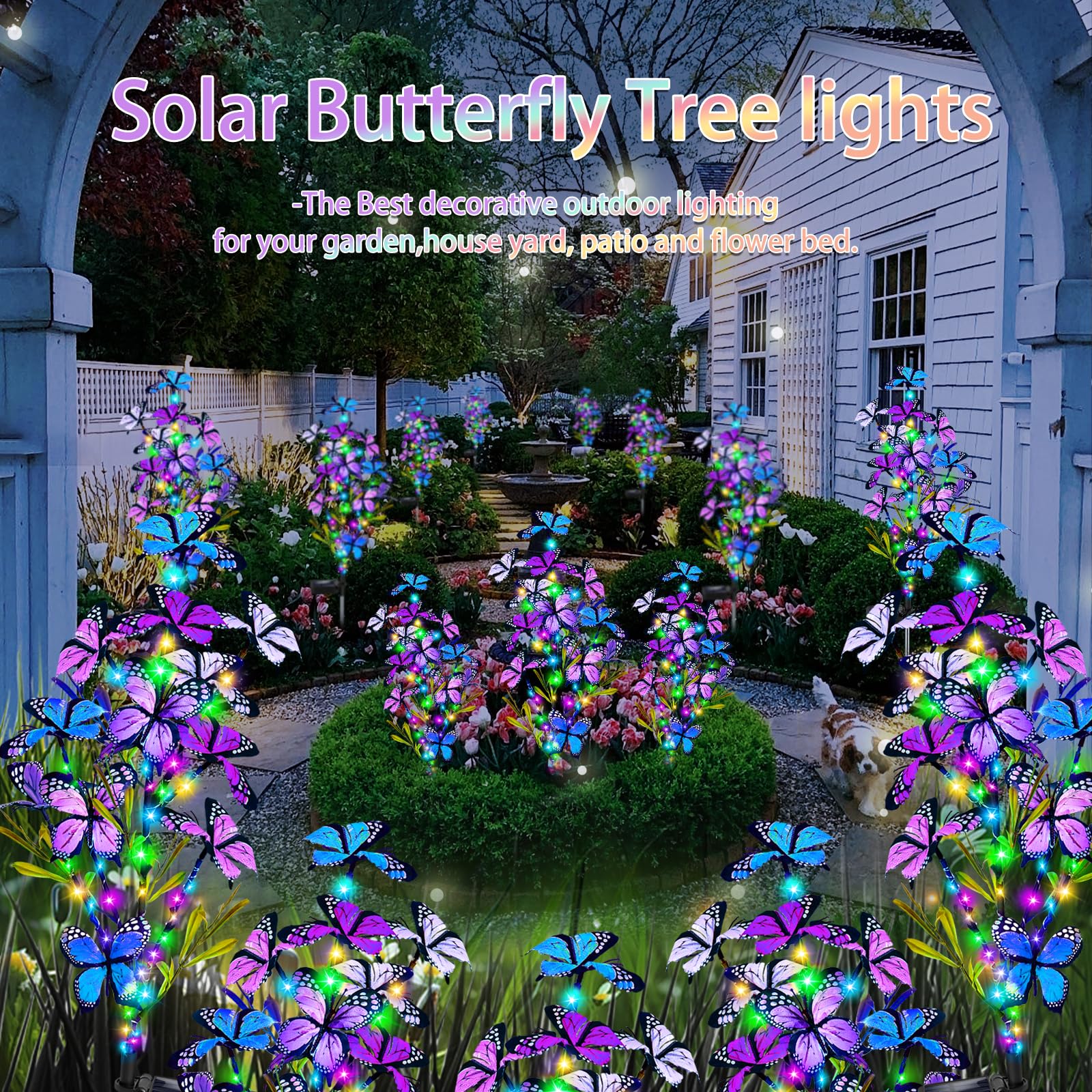 Solar Garden Lights Outdoor  Waterproof 6 Pack Solar Butterfly Lights With 60 Led 12 Butterfly Colorful Lighting For Garden Yard Lawn Outdoor Decor  Gift For Mom Women MotherS Day