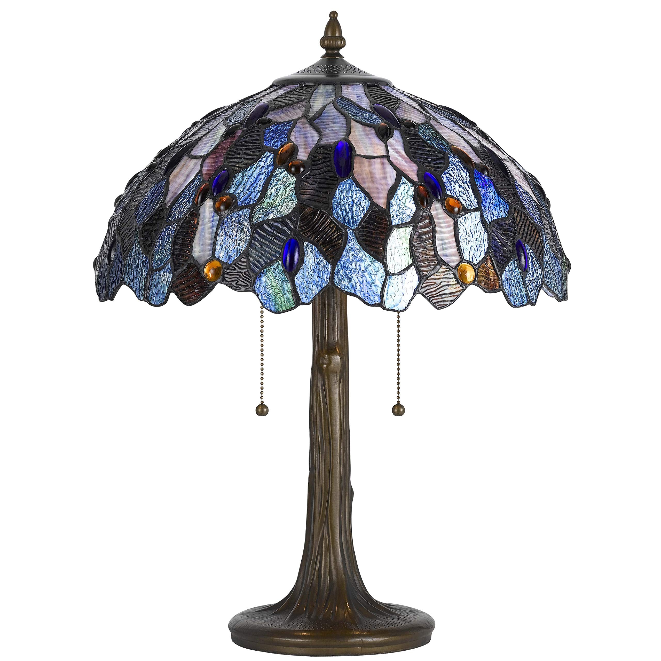 Benzara 2 Bulb Tiffany Floor Lamp, Metal with Mosaic Design Shade, Multicolor, Model BM223637