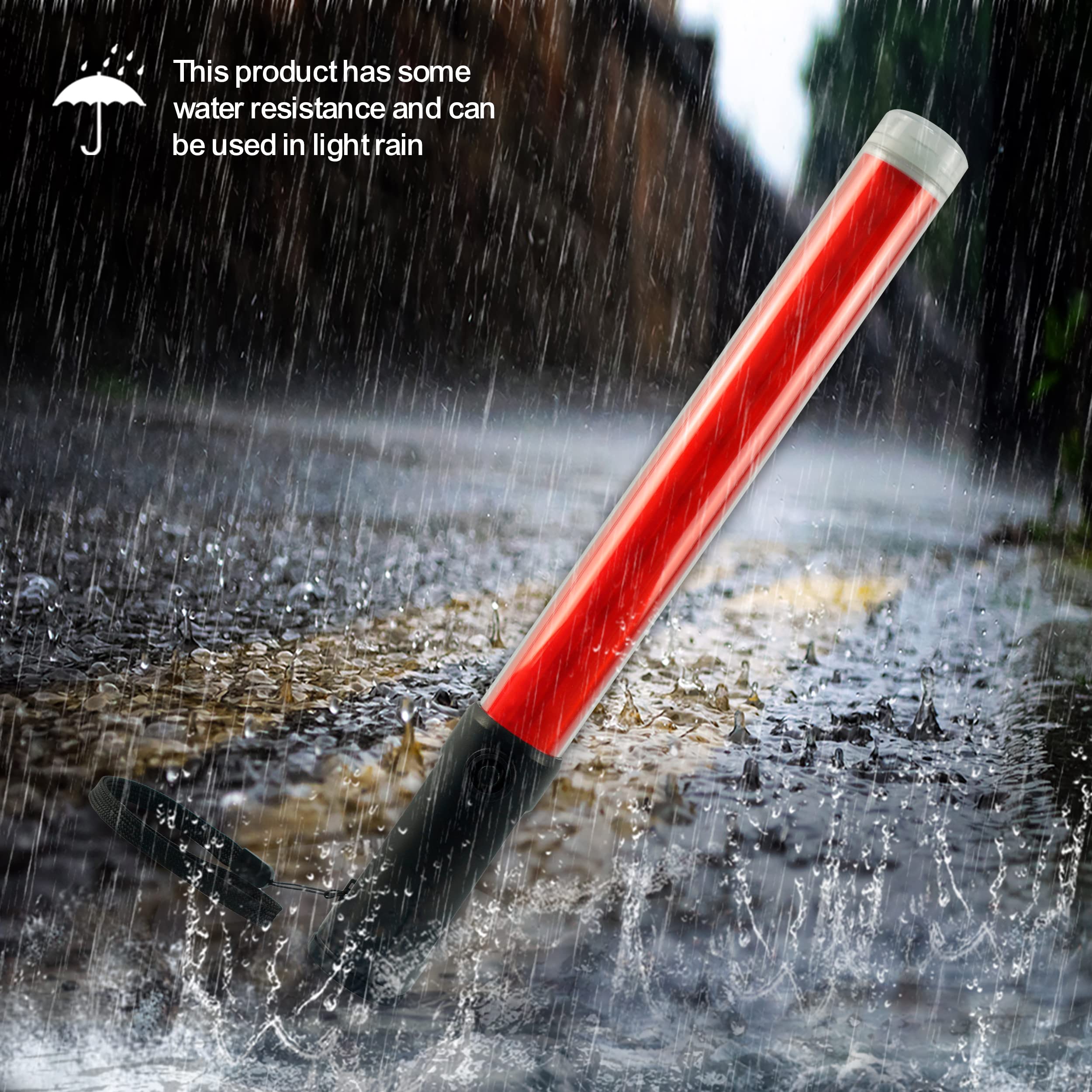 ELLUMIN Traffic Wand, 14-inch Blue Traffic Control Baton with 3 Flashing Modes, Night Safety Signal LED Wand with White LED on T