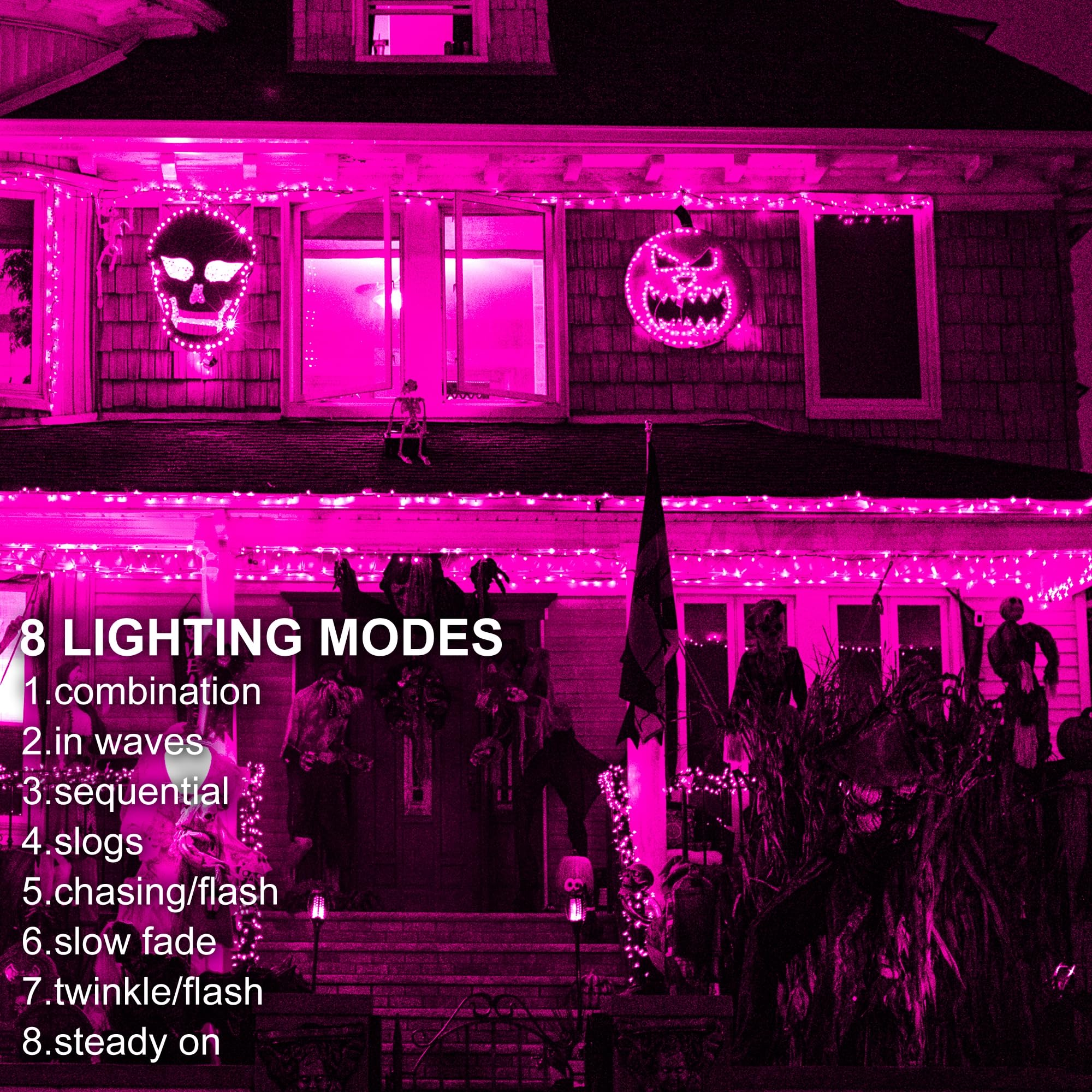 Kemooie 300 Led Pink Christmas Lights, 99Ft Connectable 8 Twinkle Modes String Lights With Memory Function, Waterproof For Outdo