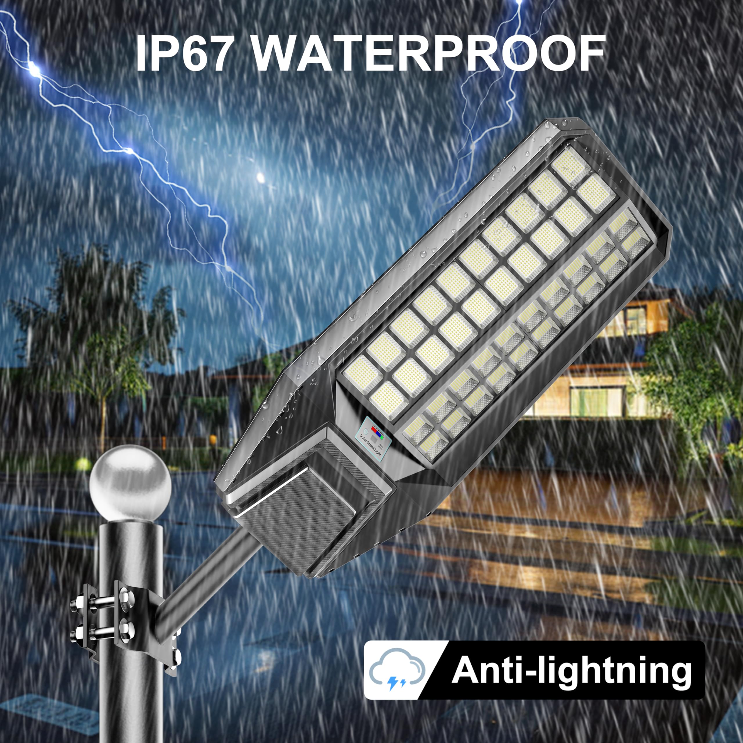 Loyoele 4-Pack 8000W Solar Street Light,Solar Street Lights Outdoor Waterproof, 400000Lm 7000K Solar Powered Street Light,Dusk T