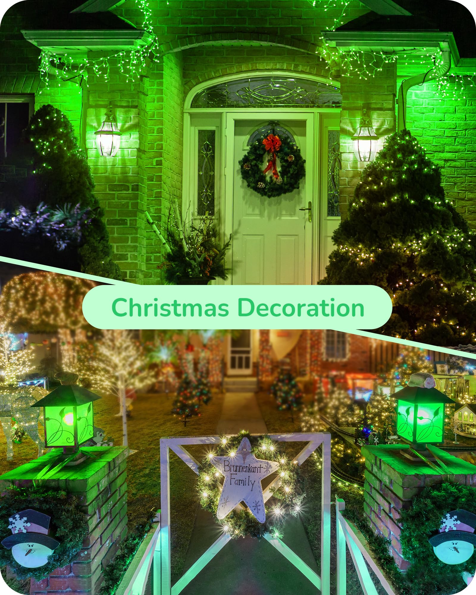 EDISHINE Green LED Light Bulbs, 14W Equivalent, E26 Base, 4 Pack for Christmas Decoration