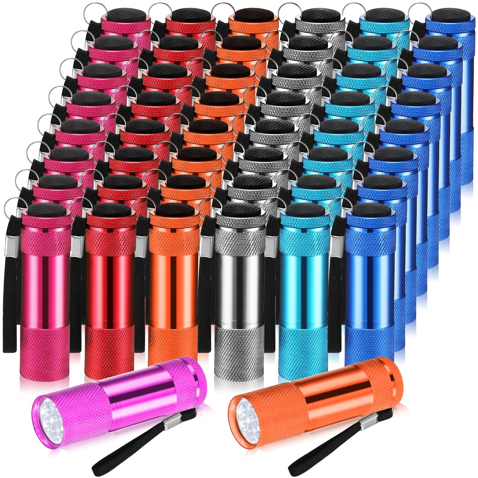 VIHOSE 48 Pcs Mini Flashlights Bulk, Bright Aluminum Handheld Flash Light with Lanyard, Small LED Flashlights for Kids Night Rea