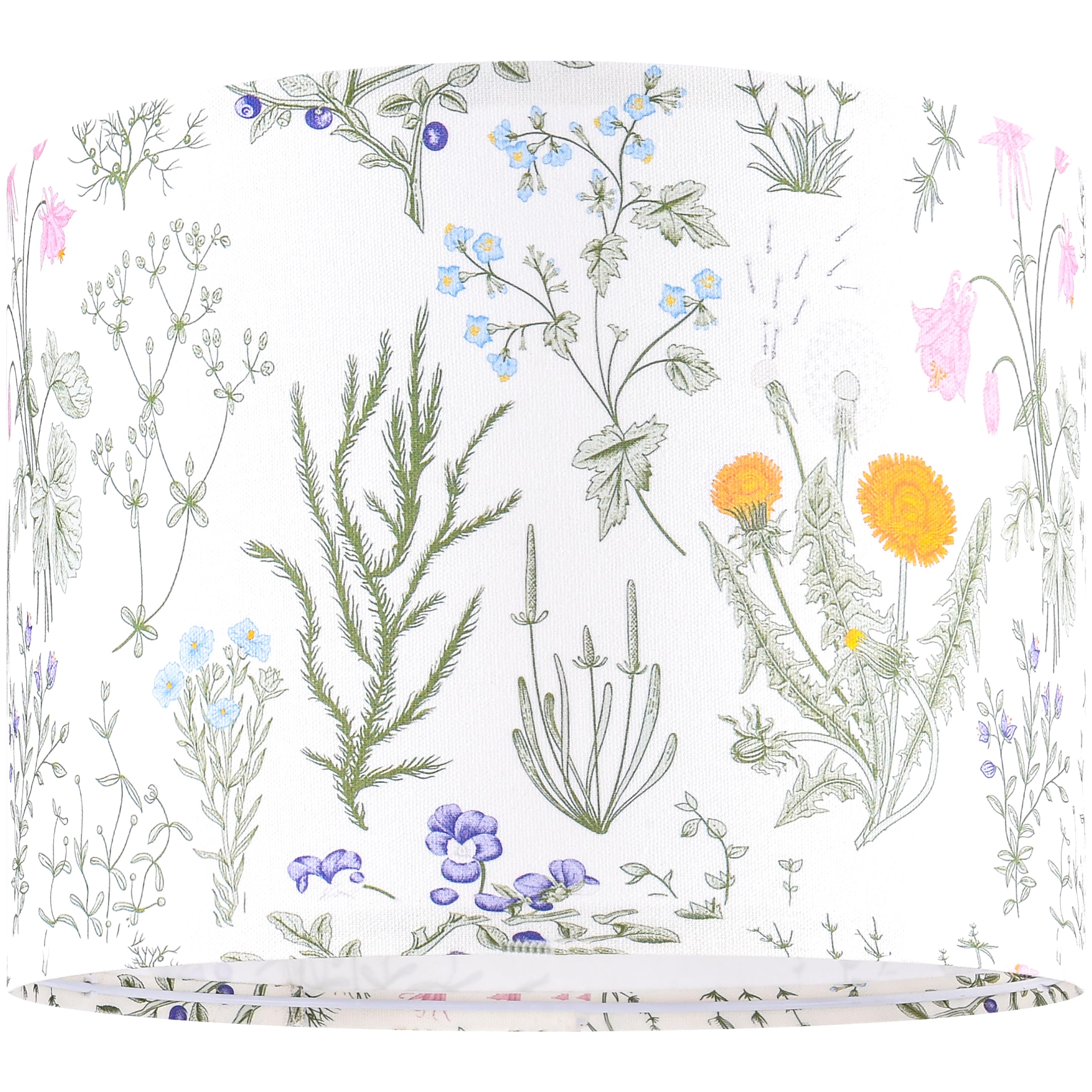 Set Of 2 Large Drum Lampshades Floral Printed Lamp Shades - 16'' X 16'' X 12'' - Ideal For Table & Floor Lamps Natural Linen- Ha