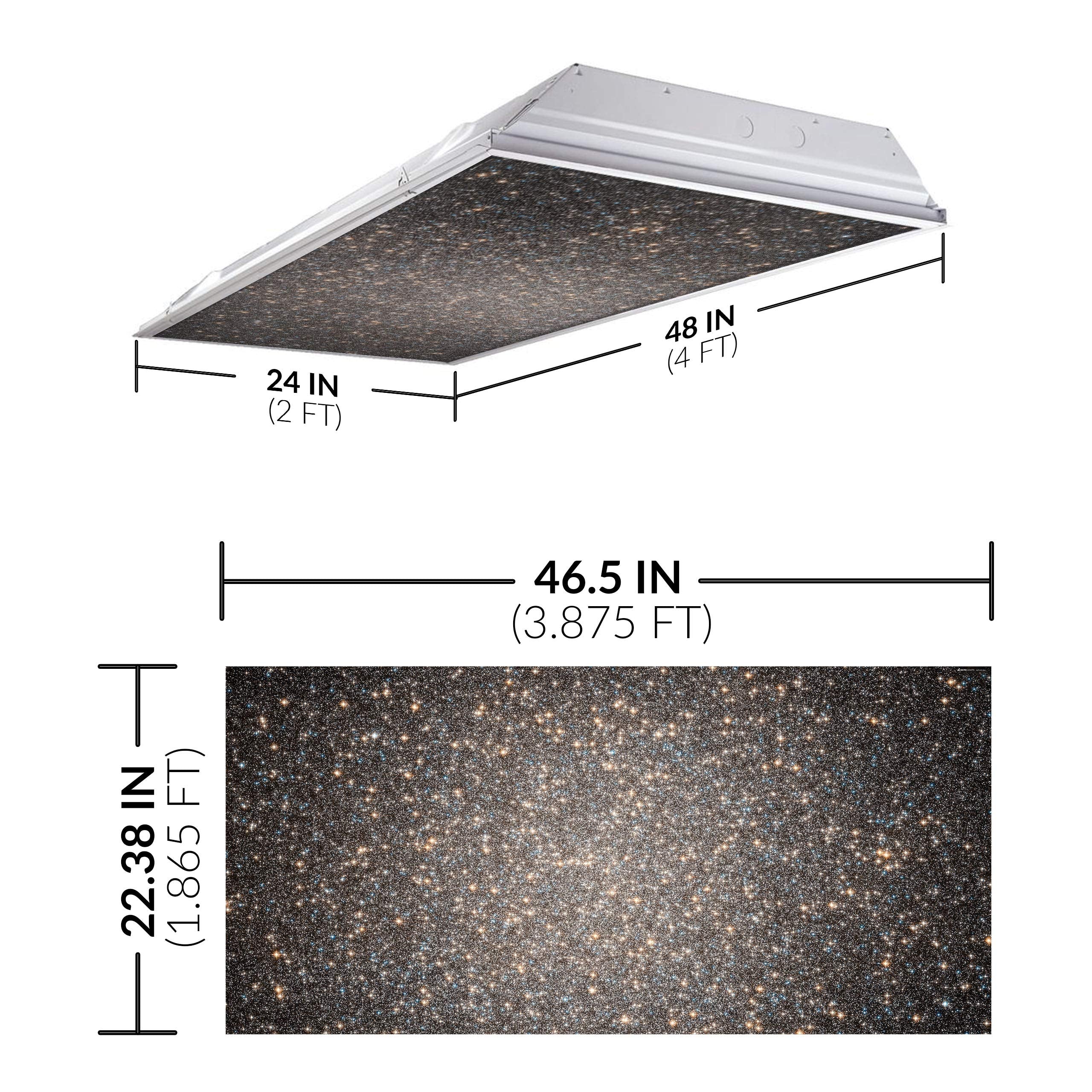 OCTO LIGHTS Fluorescent Light Cover - Backlit Film, 2x4 (22.38inx46.5in), Dazzling Stars, Astronomy Model, Pack of 1