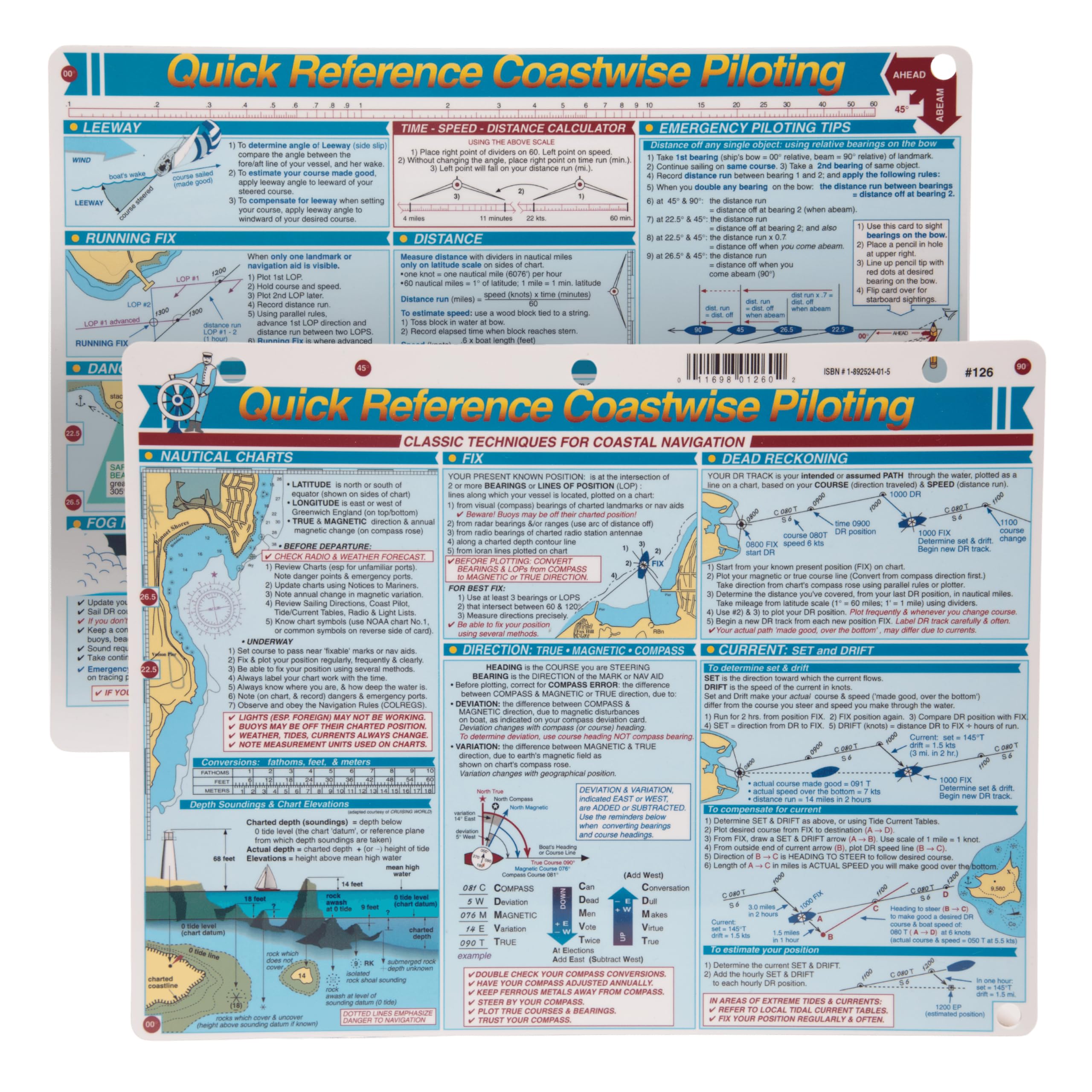 Davis Instruments Coastwise Piloting Quick Reference Card - Classic Techniques for Costal Navigation - Boat Piloting for Beginners and Emergency Piloting Tips - Dead Reckoning, Fog Navigation and More