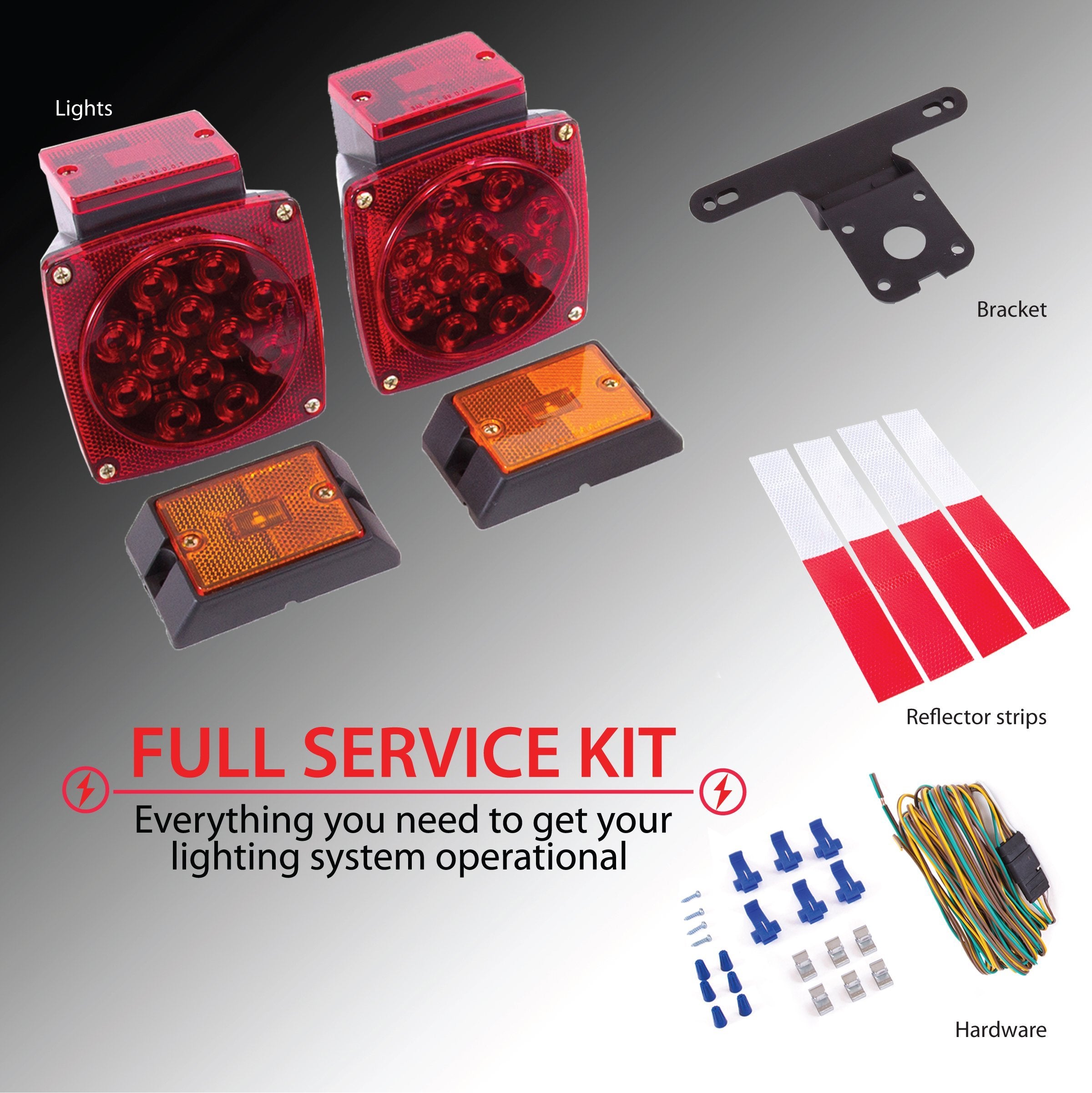 Wellmax 12V Led Trailer Lights Kit, Submersible And Waterproof, Attachable Tail Lights For Rv, Marine, Boat, Trailer, Camper