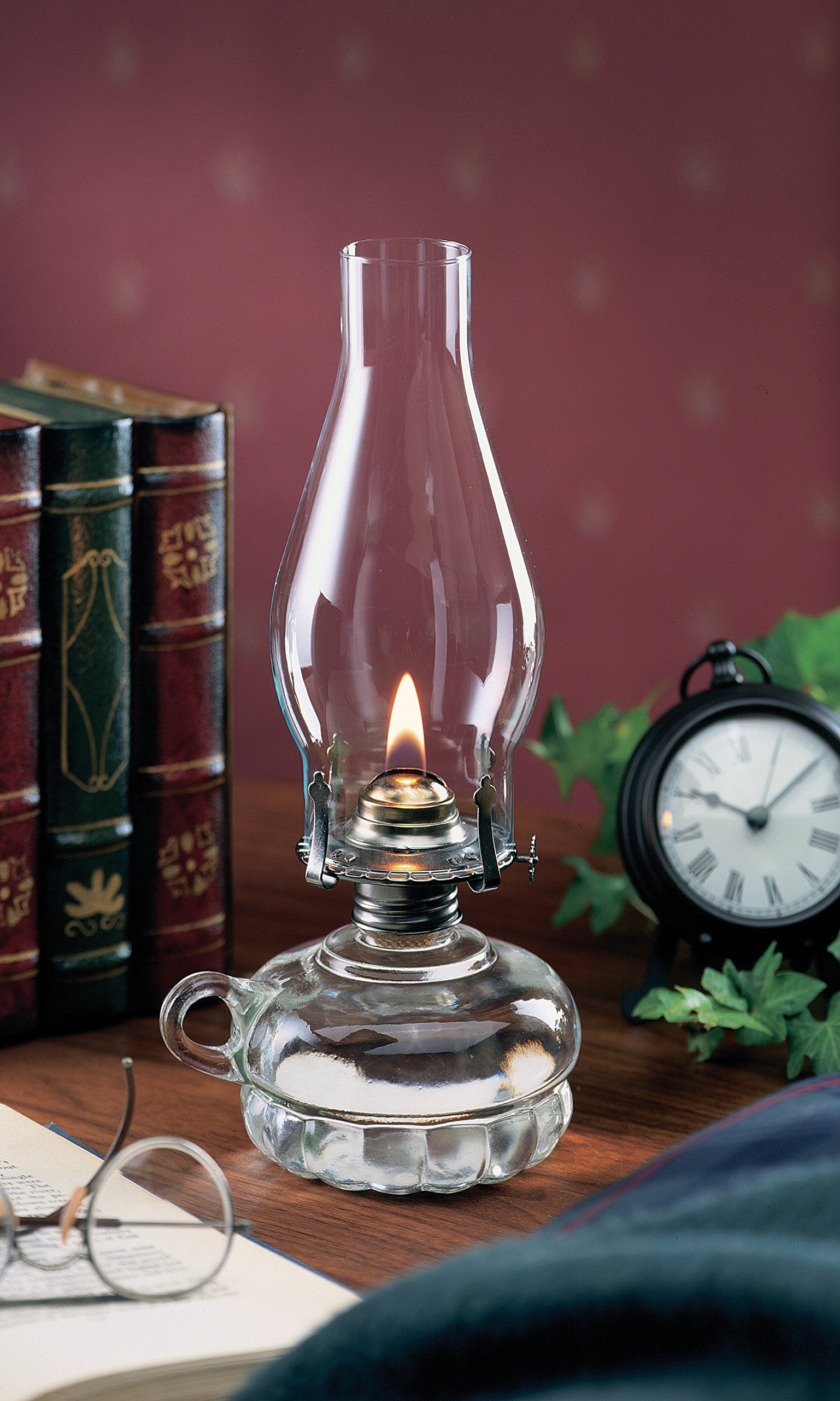 Lamplight 12-Inch Chamber Oil Lamp Clear Glass, Hurricane Or Power Outage, White, 110