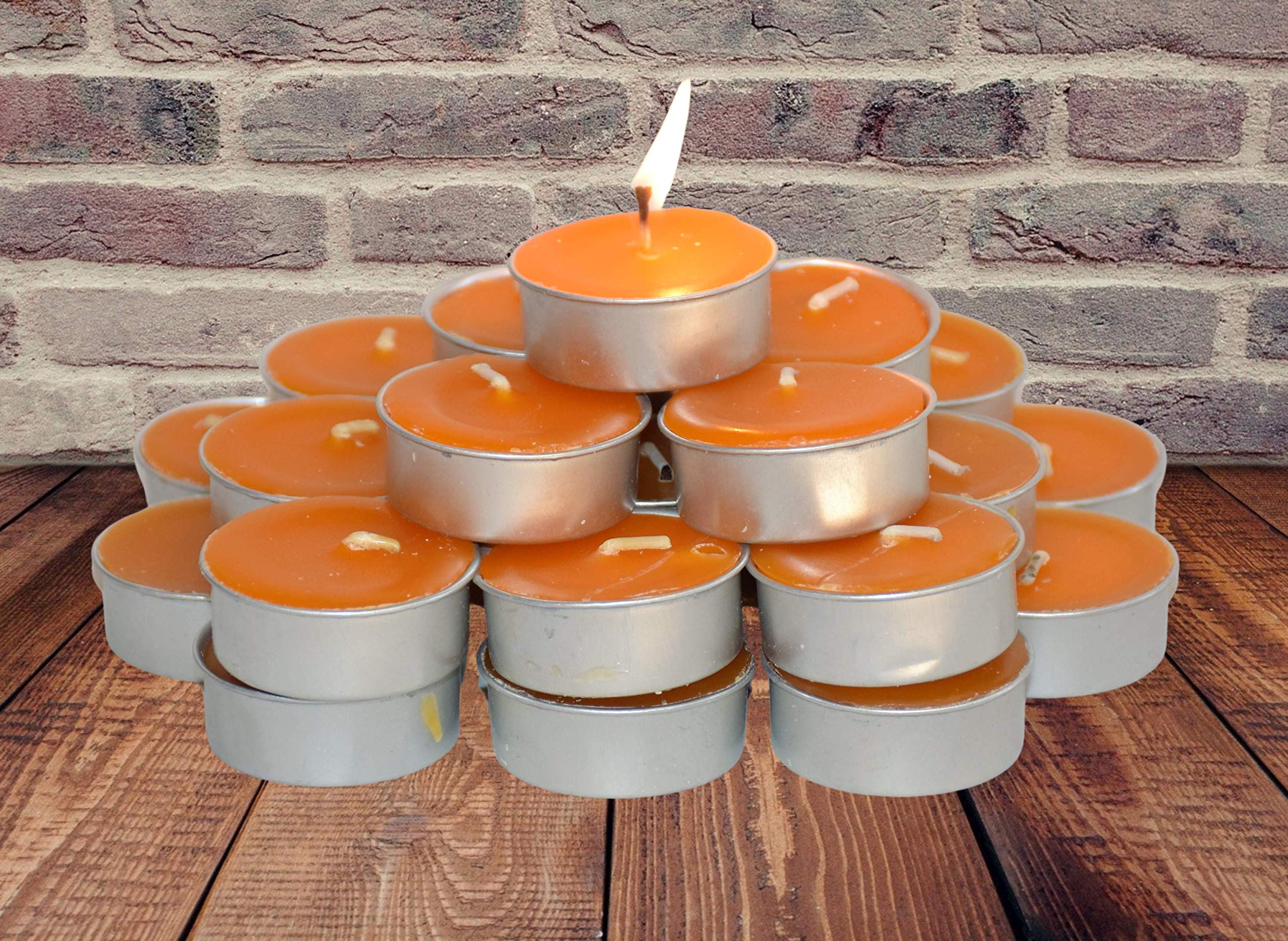 Pure Source India Scented Tea Light Candle (Orange Fragrance) Smokeless Candles Made in India (25 Pcs Candles)