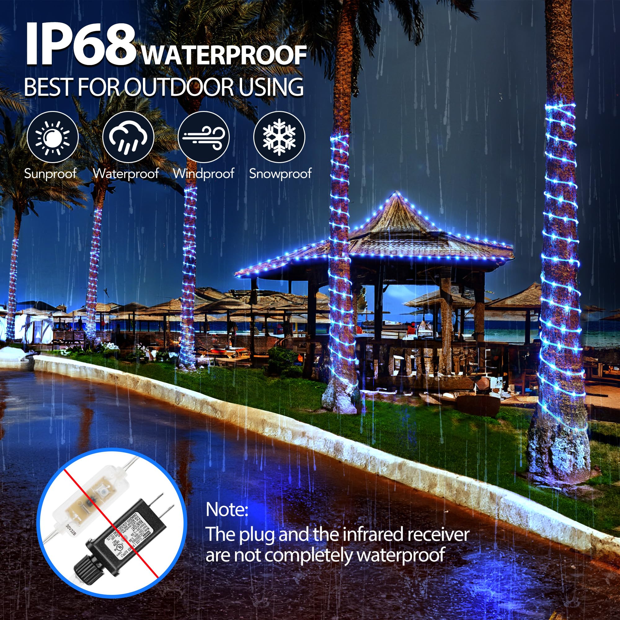 Color Changing Rope Lights Outdoor - 100Ft 300 Led Connectable Outdoor String Lights With Remote, 18 Colors Waterproof Tube Ligh