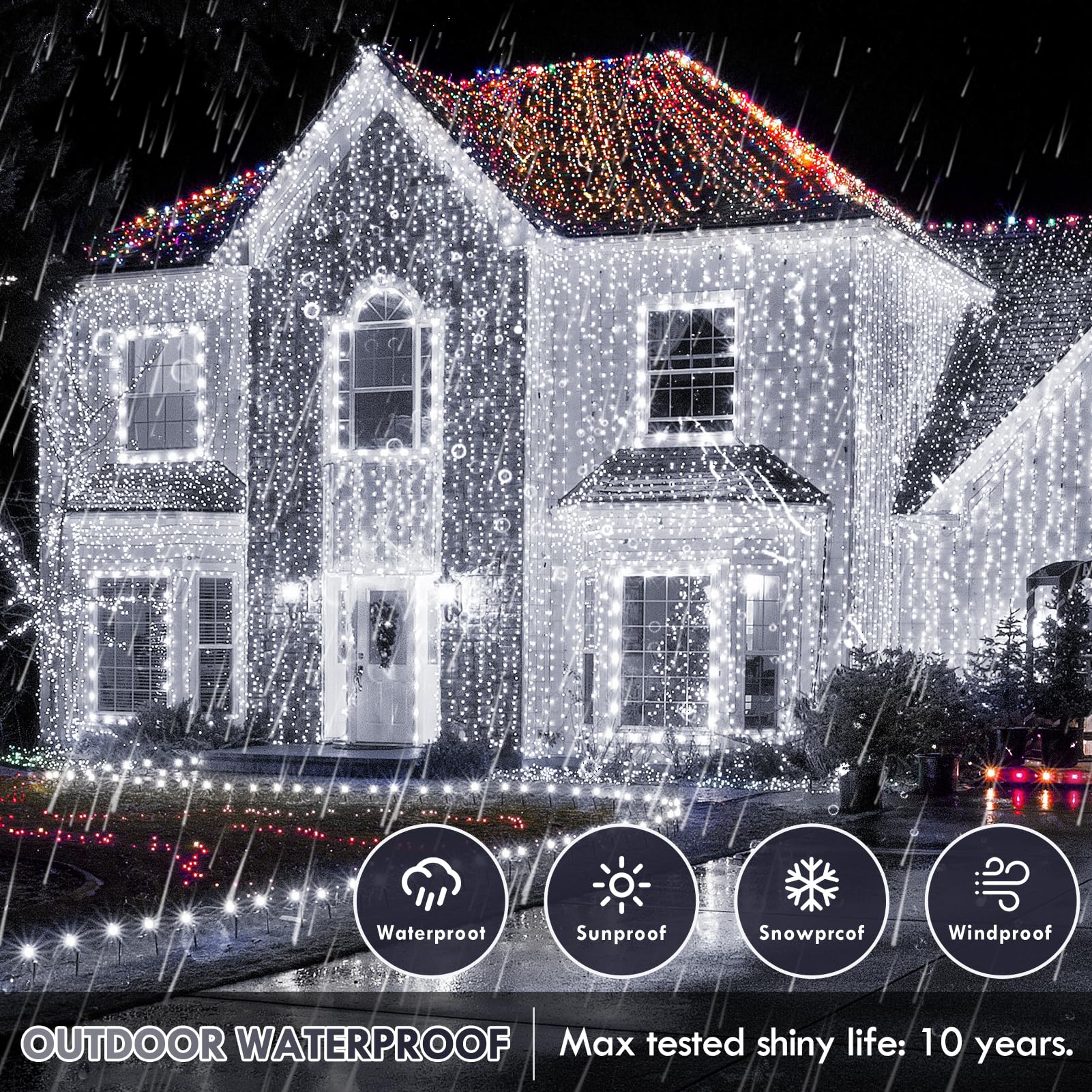 Xurisen 280 Led String Lights, 108Ft Plug-In Christmas Decor Indoor/Outdoor Waterproof, 8 Modes & Memory Twinkle Green Wire Fair