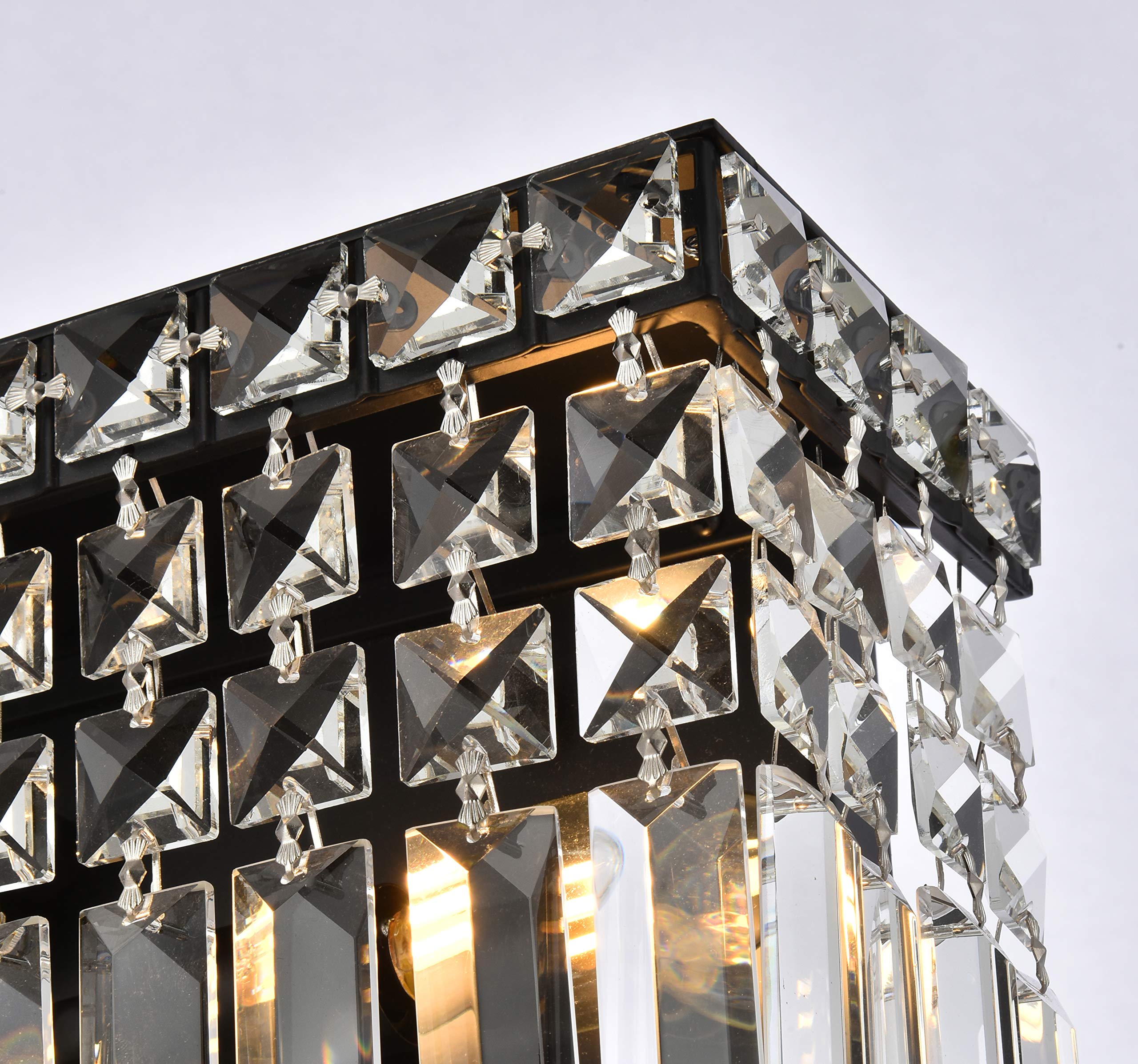 Elegant Lighting Maxime 18&quot; Black Crystal Wall Sconce - Metal Wall Light Fixture