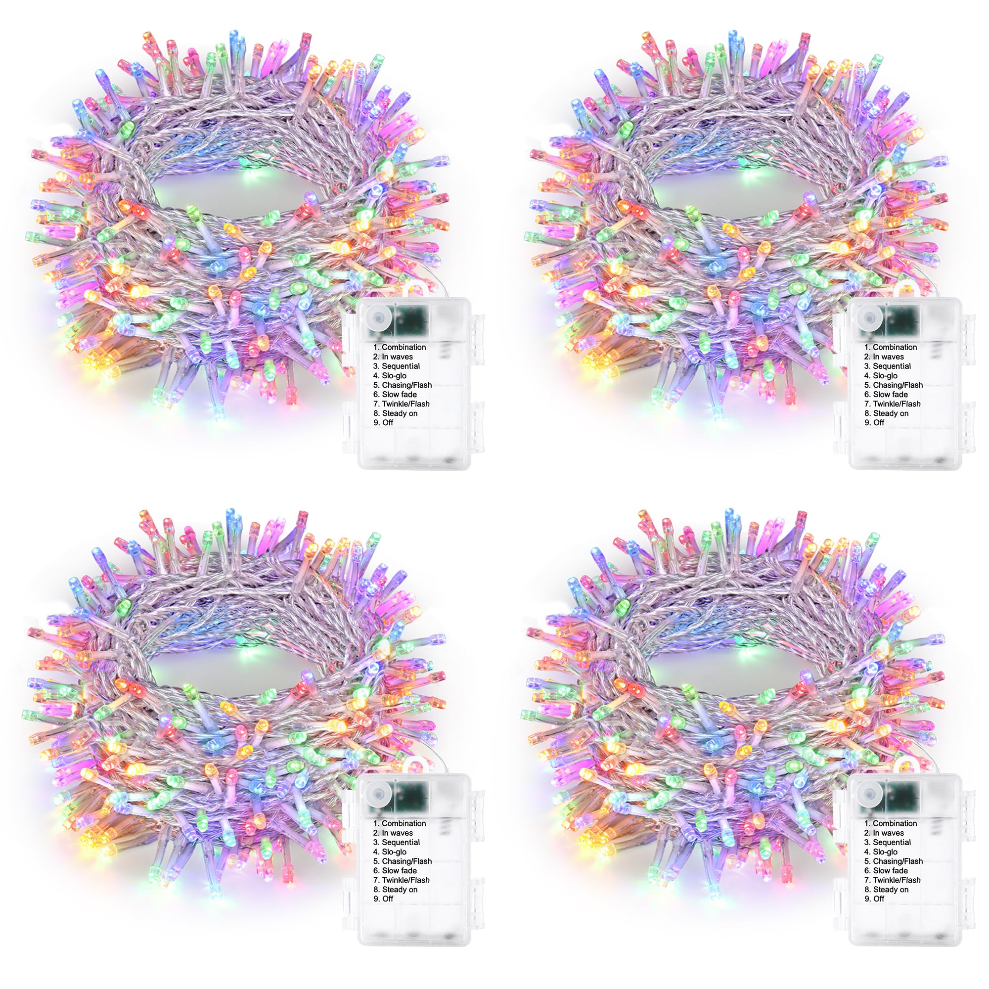 Lomotech LED String Lights - 200 LEDs, 66ft, 8 Modes, Waterproof, Timer, Clear Wire, Multicolor, Model LED08230200