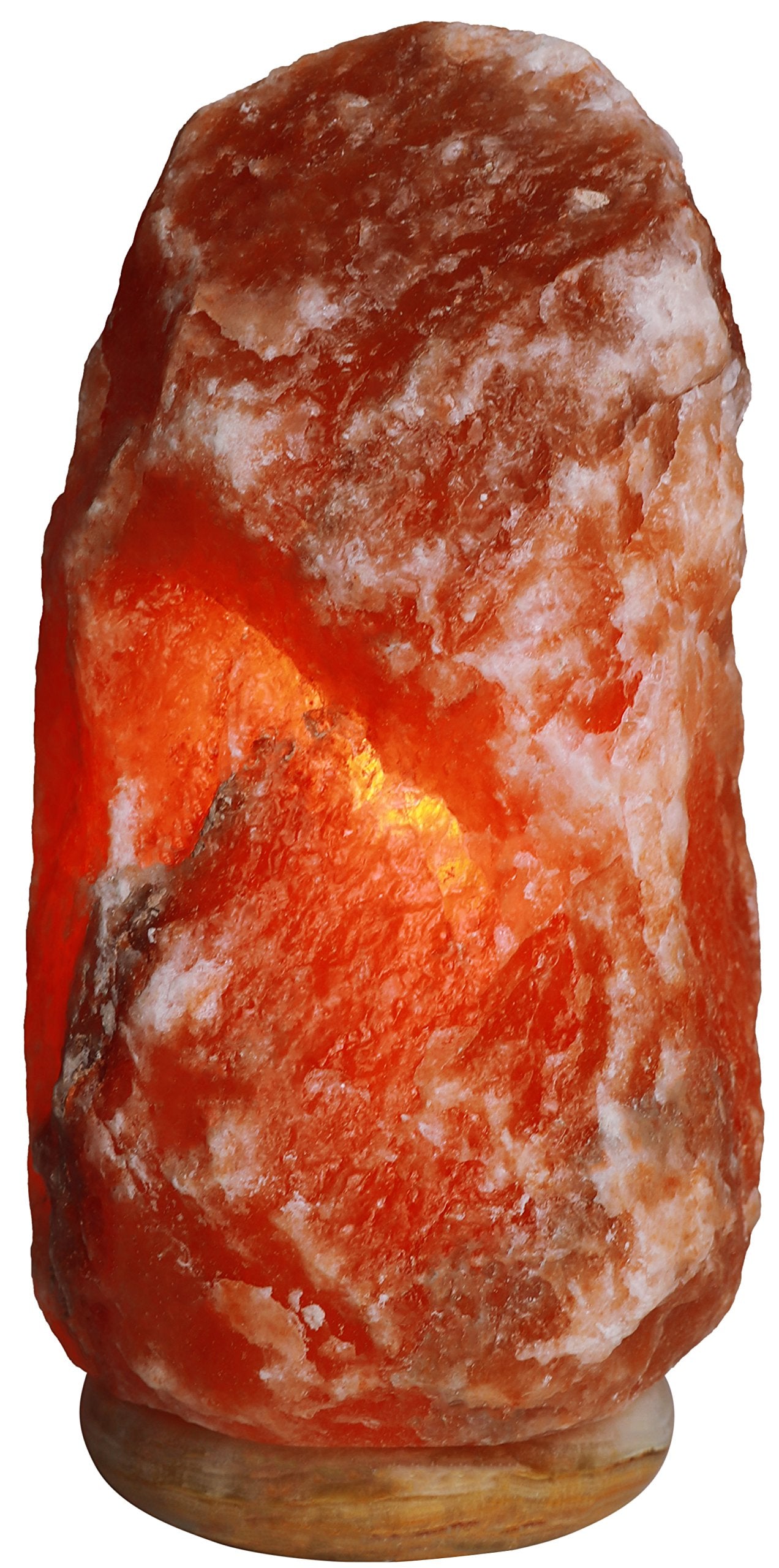 Himalayan Rock Salt Natural Crystal Lamp, 11.5&quot; Tall – Soft Calm Therapeutic Light – Naturally Formed Salt Crystal Design On Onyx Marble Base – Tibetan Evaporated Rock Lamps – Dark Orange Hue