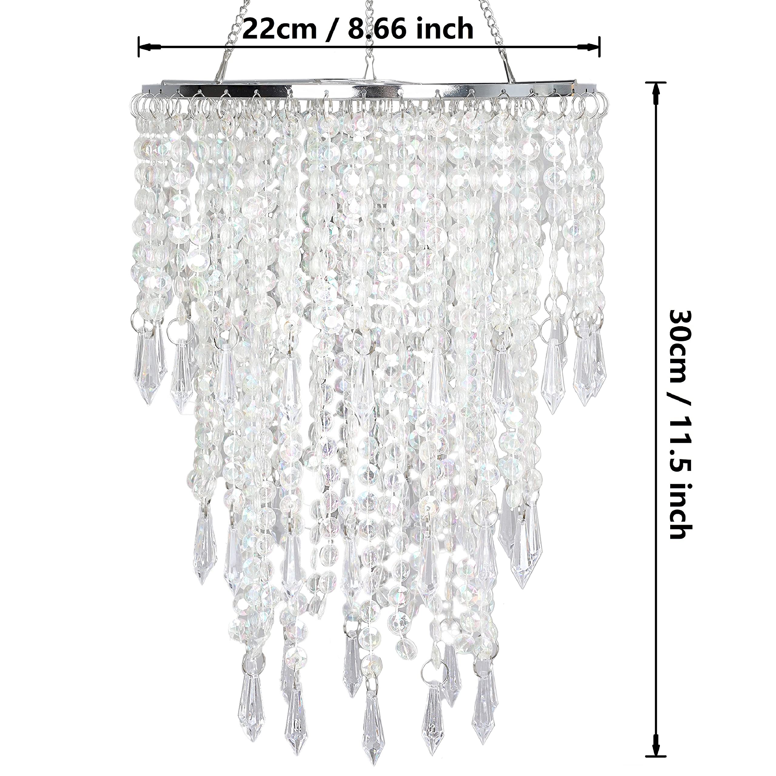 Cioceen 8.7'' Acrylic Chandelier Shade Pendant Lamp With Crystal Beads For Bedroom & Events