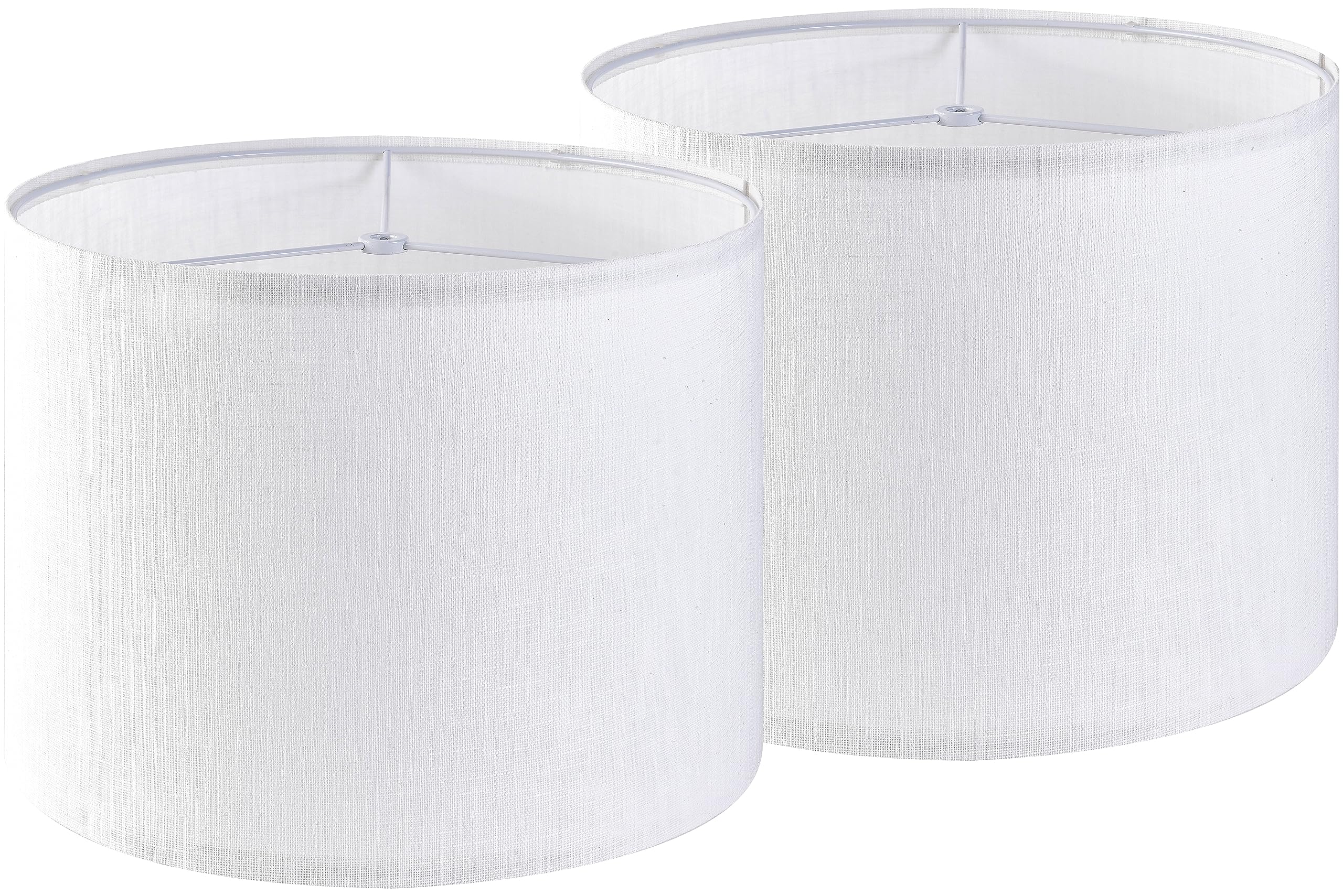 Set of 2 Pure White Linen Drum Lamp Shade 13'' Top x 13'' Bottom x 10'' High (Spider) Contemporary Lamp Shades for Table Lamps &