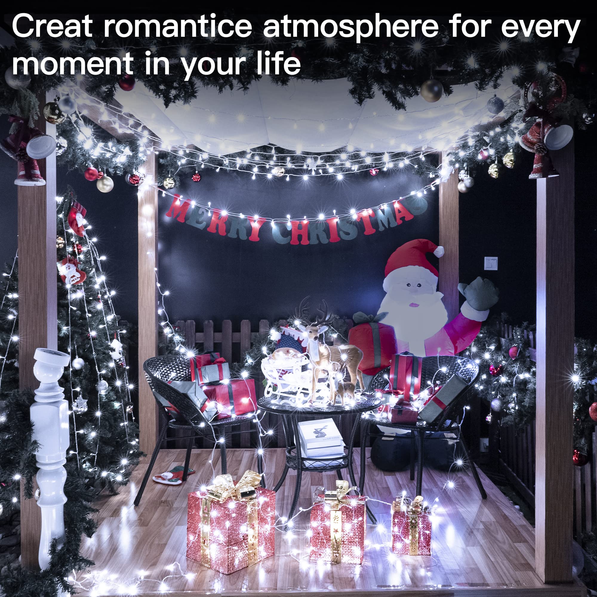Ollny 400Led Christmas Lights Outdoor, Cool White Fairy String Lights With Remote, 8 Modes, 131Ft For Indoor/Outdoor Decorations