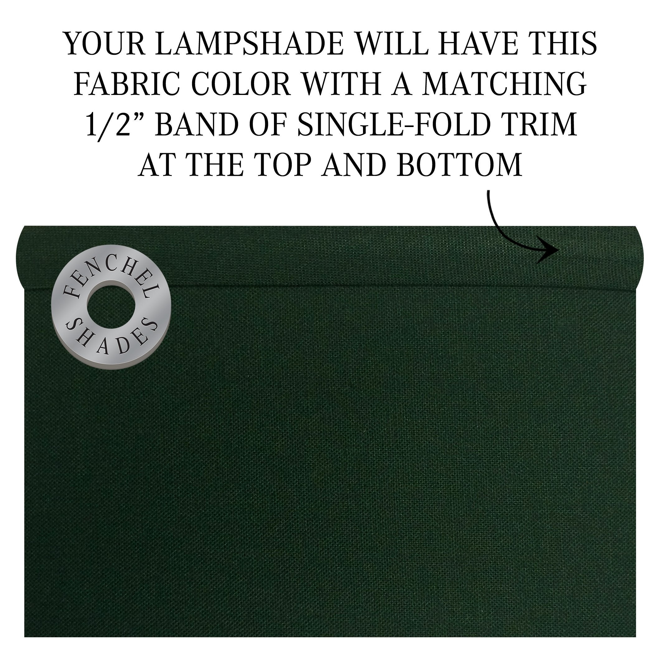 FenchelShades.com Fabric Drum Lampshade, 10in Top/Bottom Diameter, 10in Height, Linen Hunter Green, Model 10-10-10-W-L-HUN