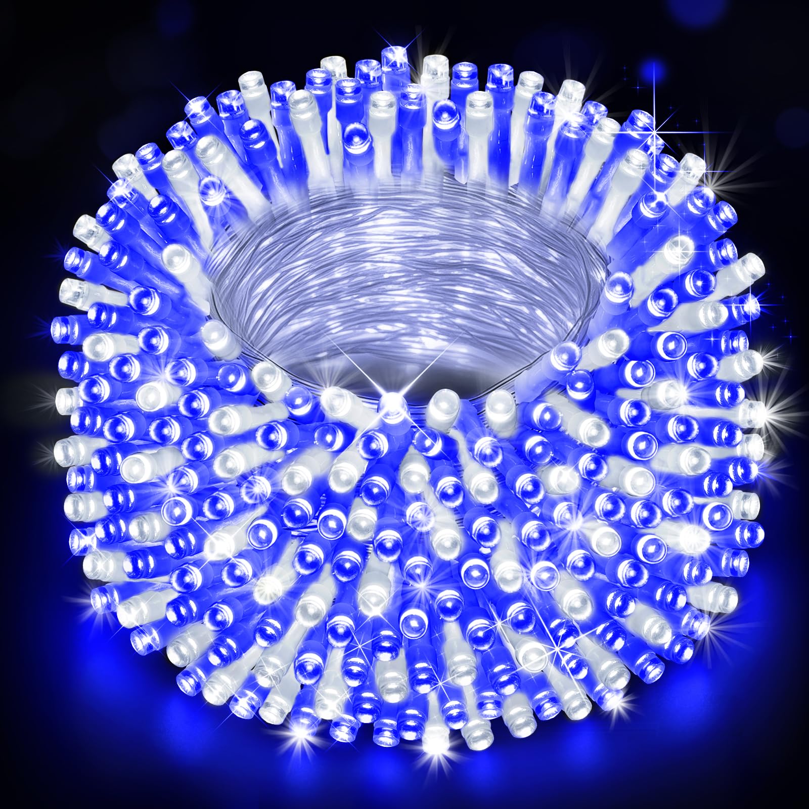 Heceltt LED String Lights, 403FT 1000 Lights, 8 Modes, Timer, IP44 Waterproof, Blue and Cold White