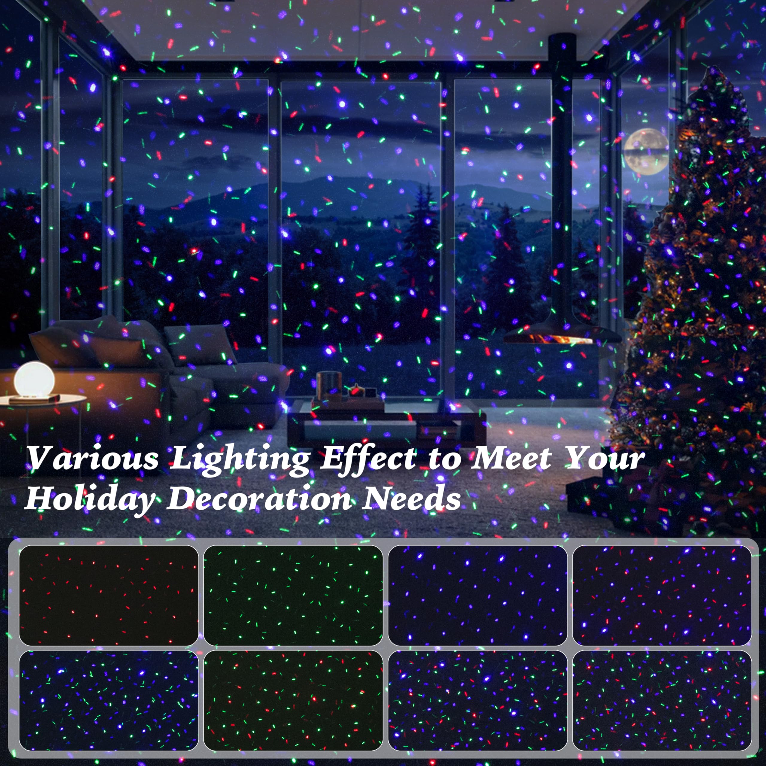 Outdoor Laser Lights Projector, 3 Color Motion Firefly Lights Show, Rgb Christmas Decor Lights With Remote For Trees, Patio, Lan