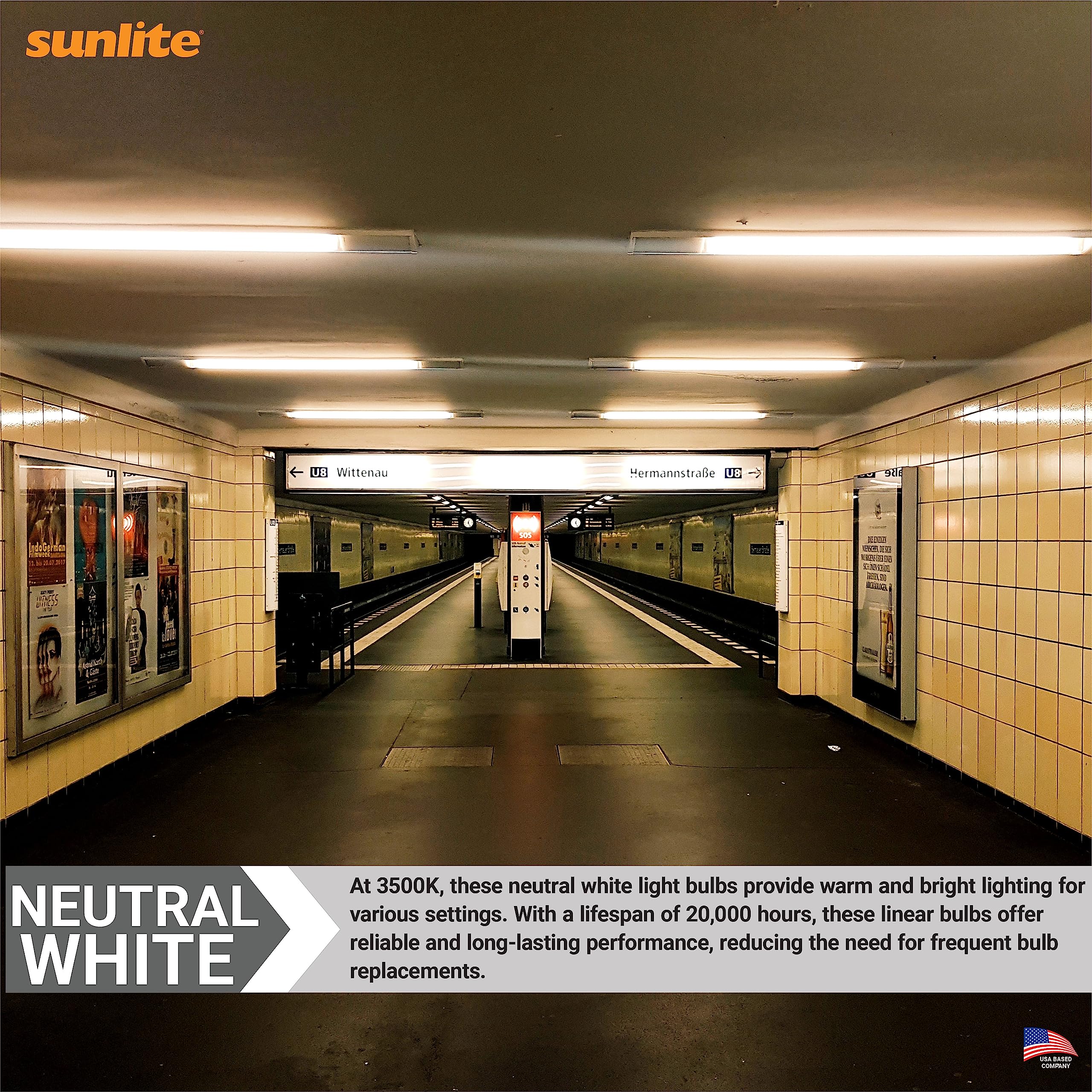 Sunlite 30335 F28T5/835 4 Foot T5 Linear Fluorescent Lamp, 28 Watts, 2500 Lumens, 3500K Neutral White, Miniature G5 Bi-Pin Base,