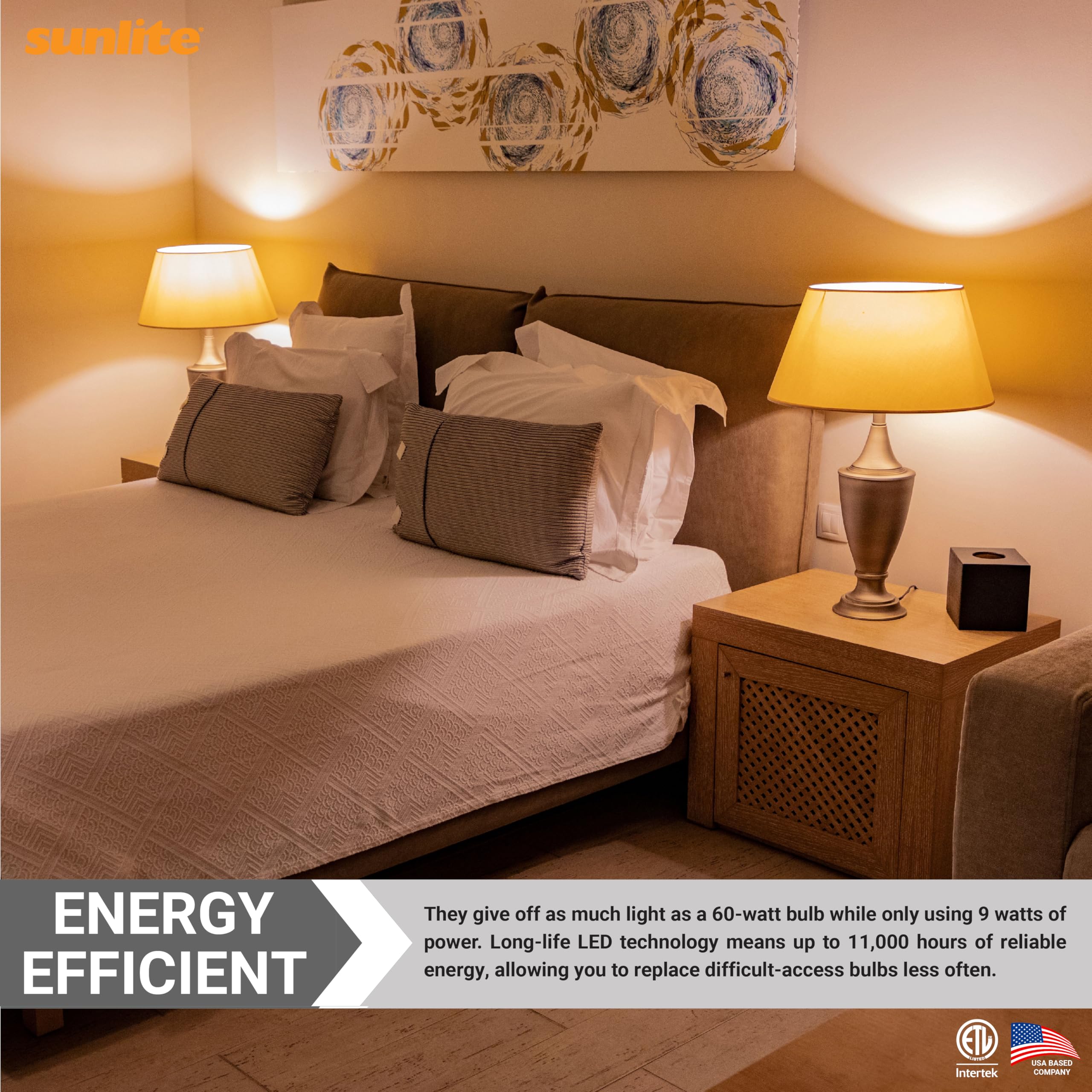 Sunlite A19 Gu24 Dimmable Light Bulb, 11 Watts (75W Equivalent) 1100 Lumens, 2 Prong Led Twist And Lock Base, Etl Listed, Rated
