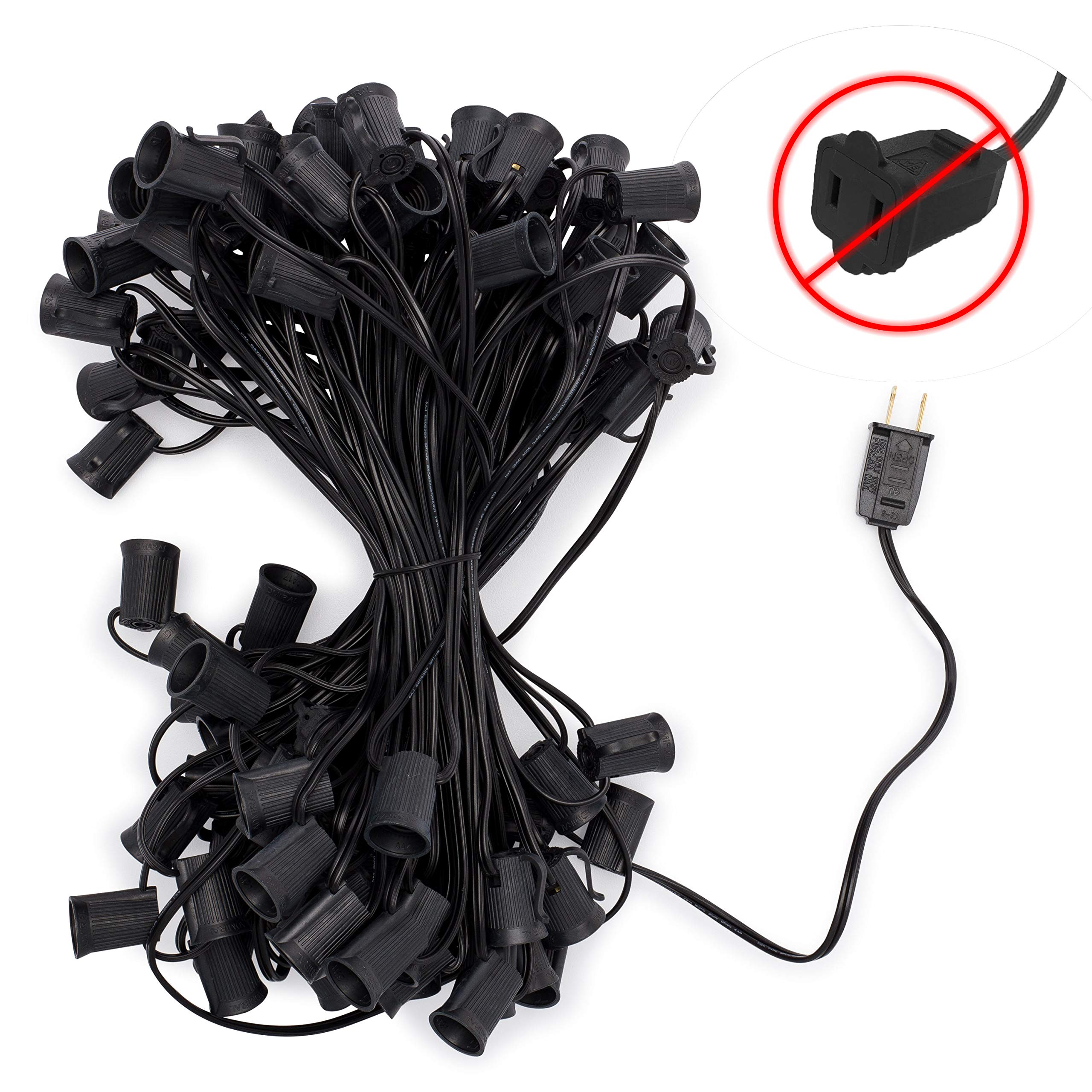 Holiday Lighting Outlet C9 Christmas Light String  Patio Event Lighting  Black Cord  12 Socket Spacing  E17 (100)
