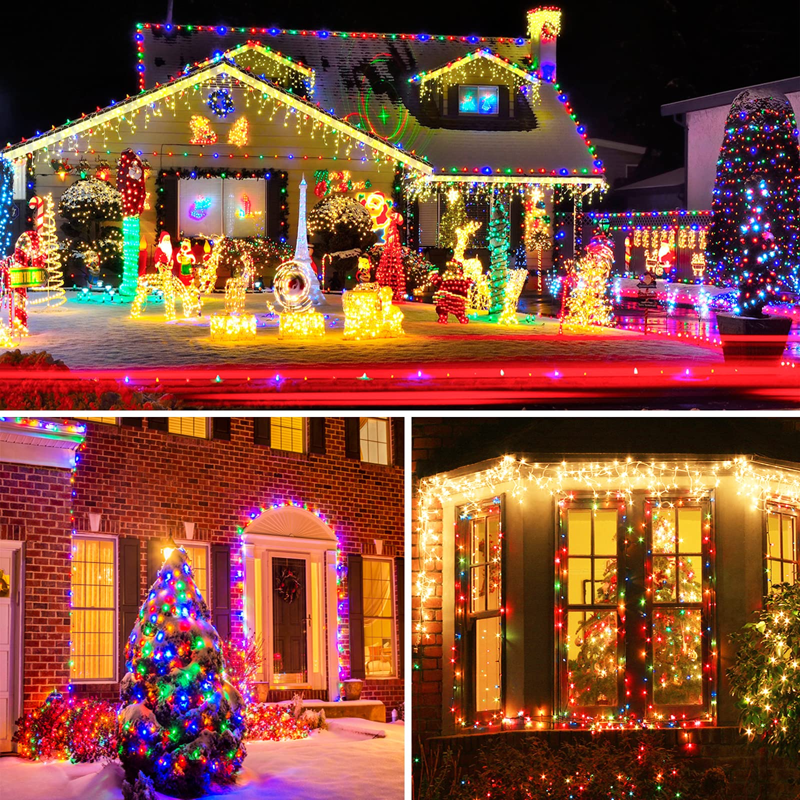 KOUQIYA Battery Operated String Lights, 100 LED, 33ft, Multicolor, Waterproof, 8 Modes, Model LLP100MCUS