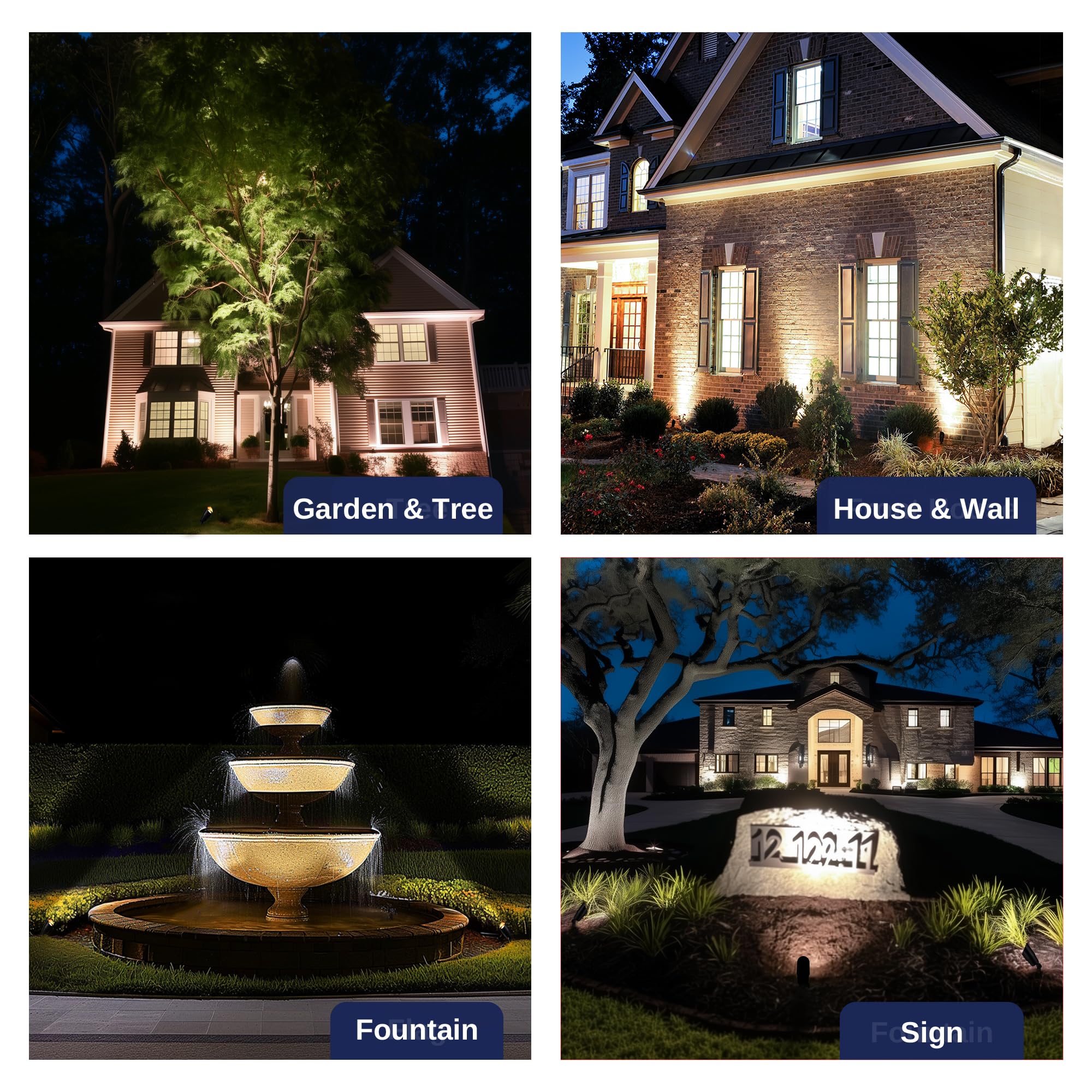 Gardenreet Brass Landscape Lighting - 12V Waterproof Spotlights, 5W MR16 Bulb, 4-Pack, Antique Bronze