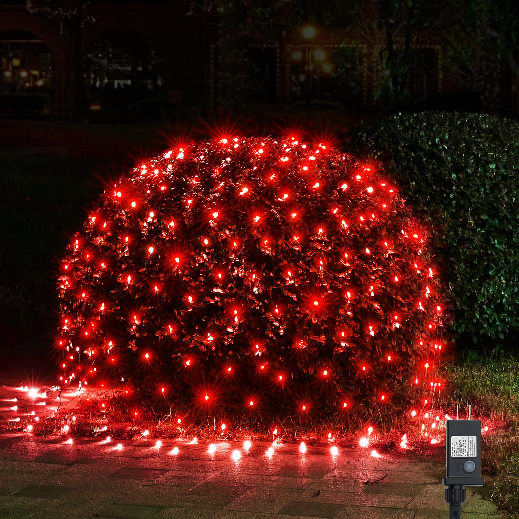WBao Christmas Net Lights  360LED 11.5ft x 6.9ft Christmas Lights with 8 Modes  Timer  End to End Connectable  Waterproof Design for Lawn  Bushes  Trees Outdoor Xmas Decorations  Red