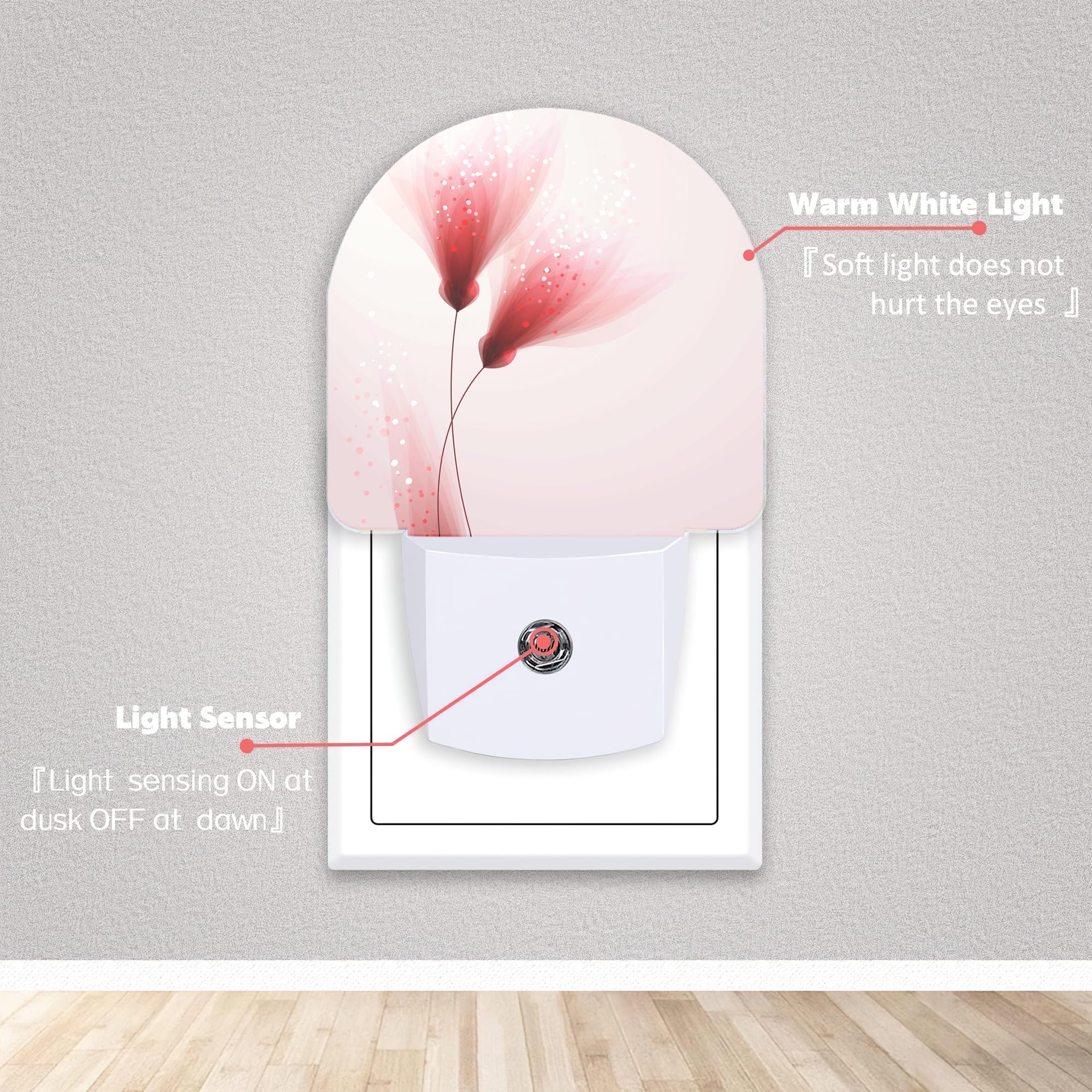 Axxitude Glittering Pastel Flower Night Lights Plug Into Wall For Girls Boys Room,Night Light Led Lamp Dusk To Dawn Sensor Round
