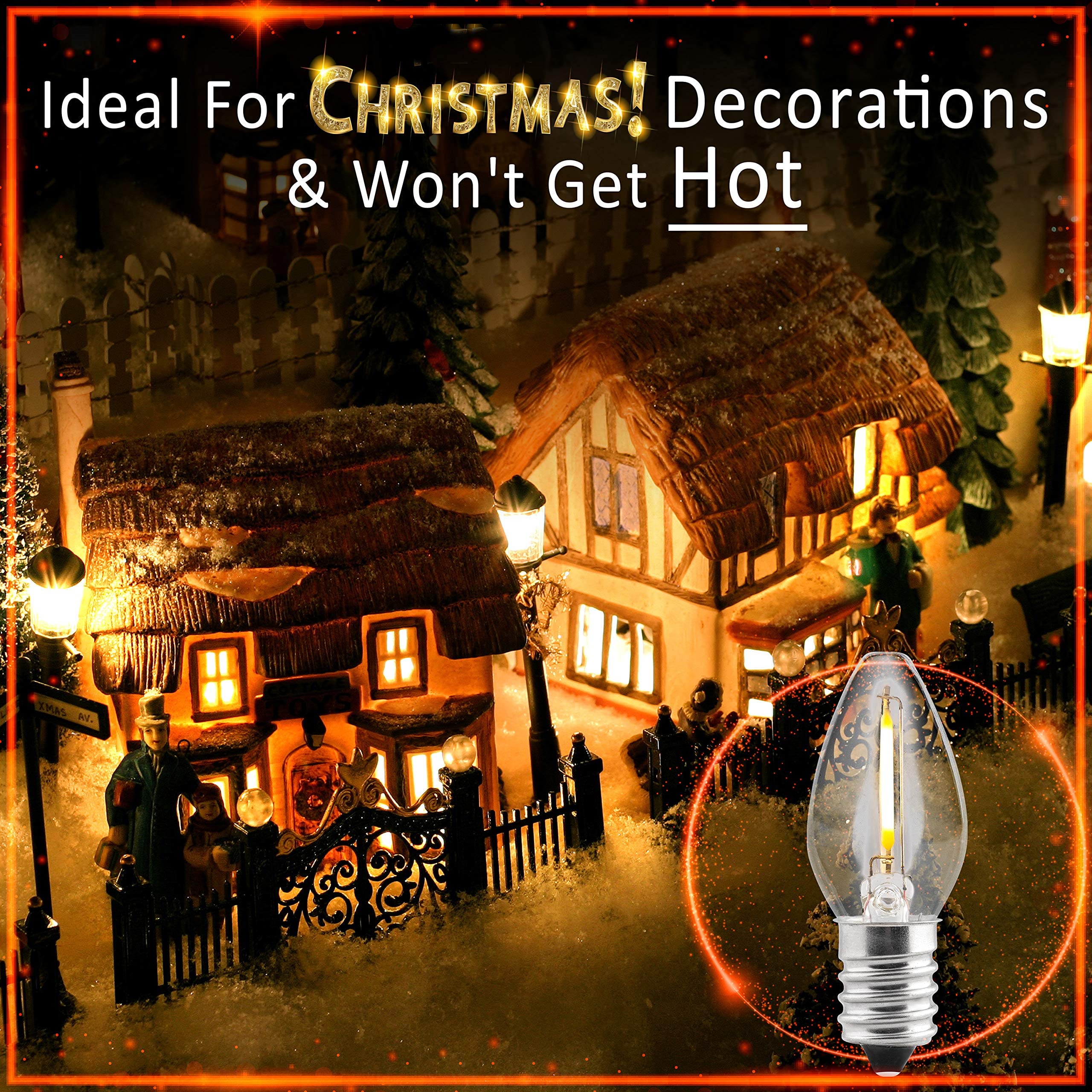 SouLight LED Night Light Bulb - C7 E12, Warm White 2700K, 8 Pack, 1W Equivalent to 10W Incandescent, Soft Warm White, Ideal for