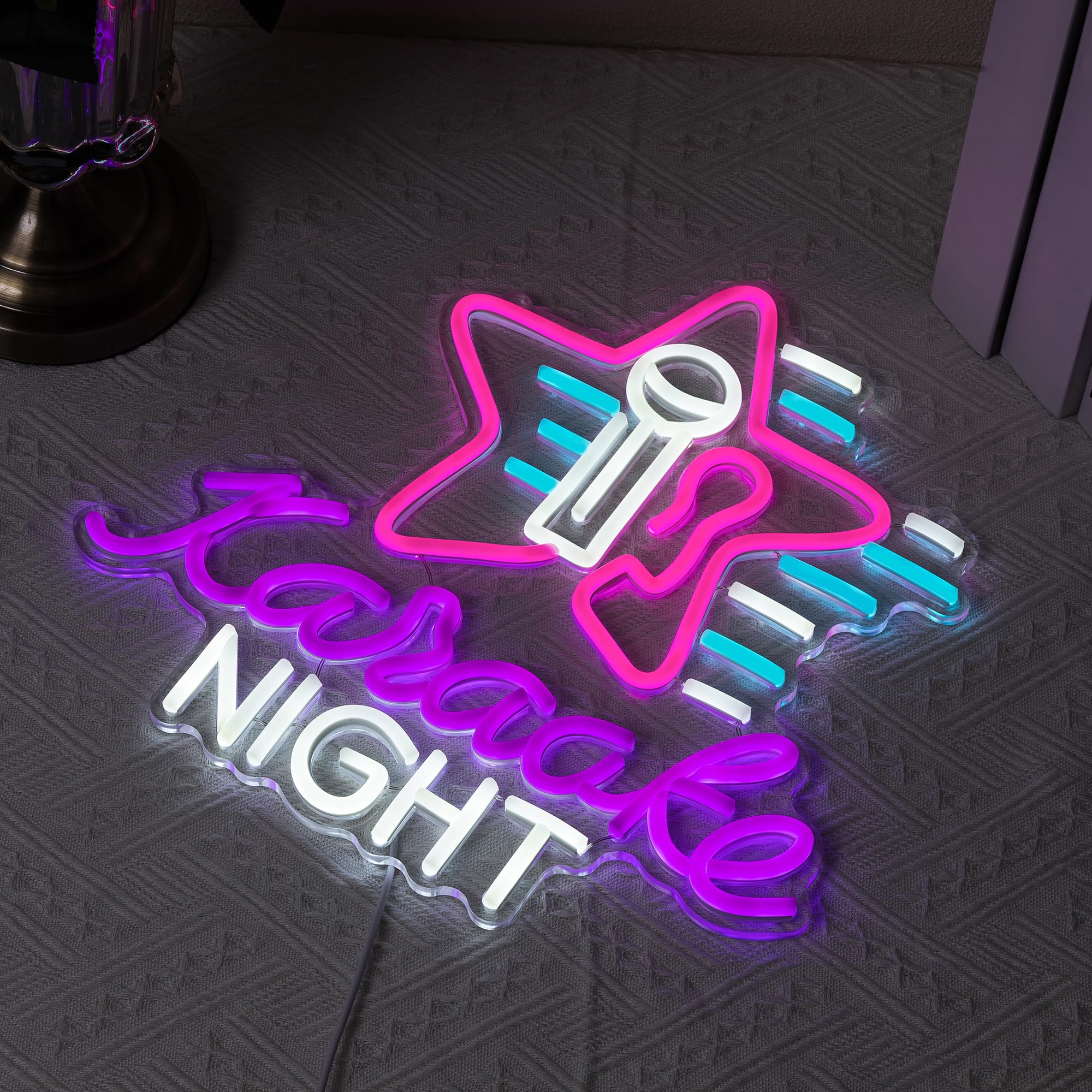 SUYUZUR Karaoke Neon Sign LED Light Dimmable for Music Room, Colorful, Model SLY-06