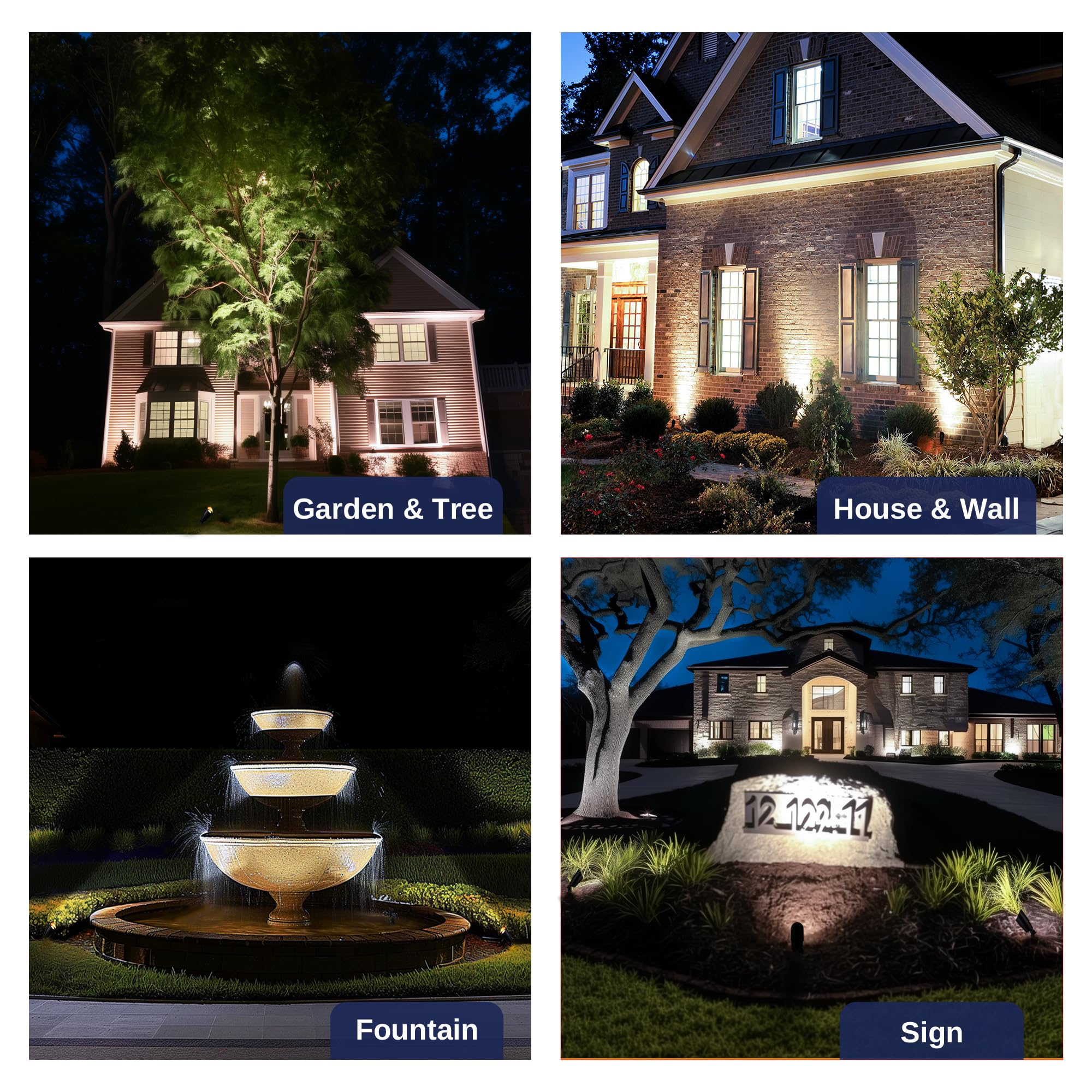 Gardenreet Brass Landscape Lighting - Black Outdoor Low Voltage Spotlights Led, 12V Wired Uplights, Waterproof Spot Lights For O