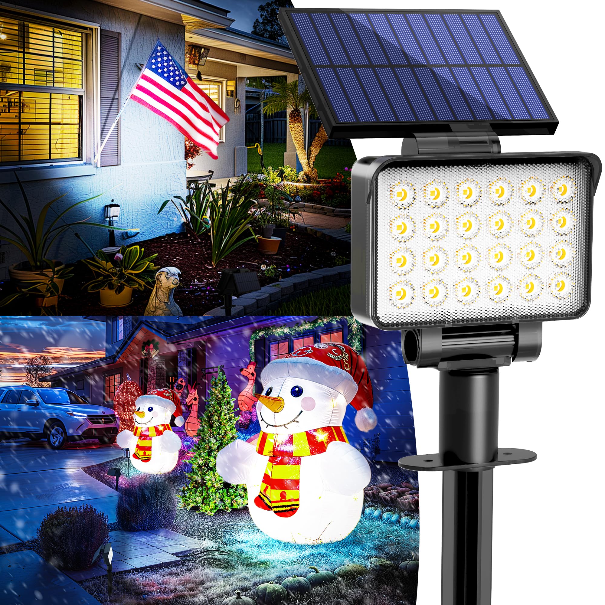 Auderwin Solar Spot Lights Outdoor Waterproof For Flag  Tree  House  Garden  Yard  Landscape Spotlights For Accent Uplighting Halloween Christmas Decorations-1 Pack