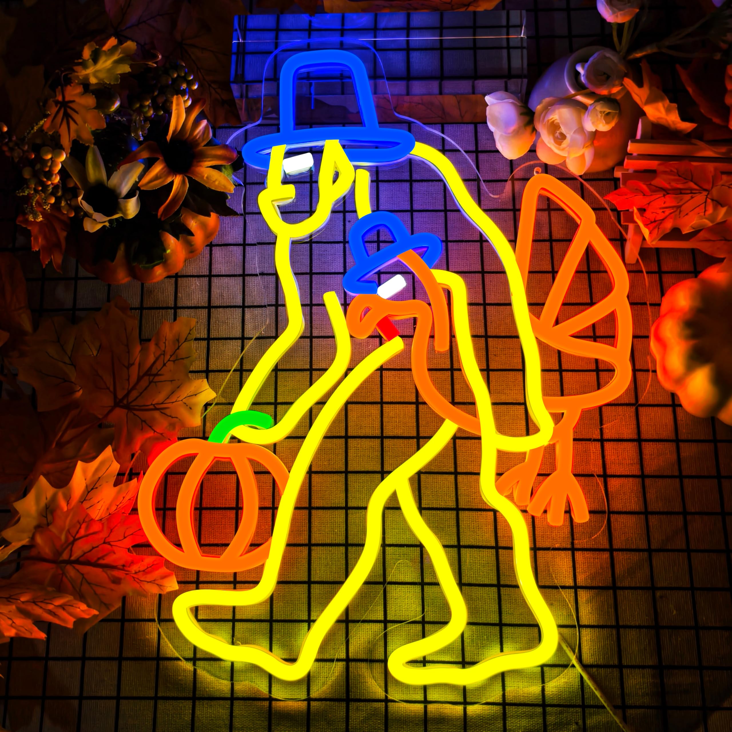 Thanksgiving Neon Sign Turkey Neon Sign With Usb Powered Dimmable Led Pumpkin Lights For Home Bedroom Living Room Holiday Gift