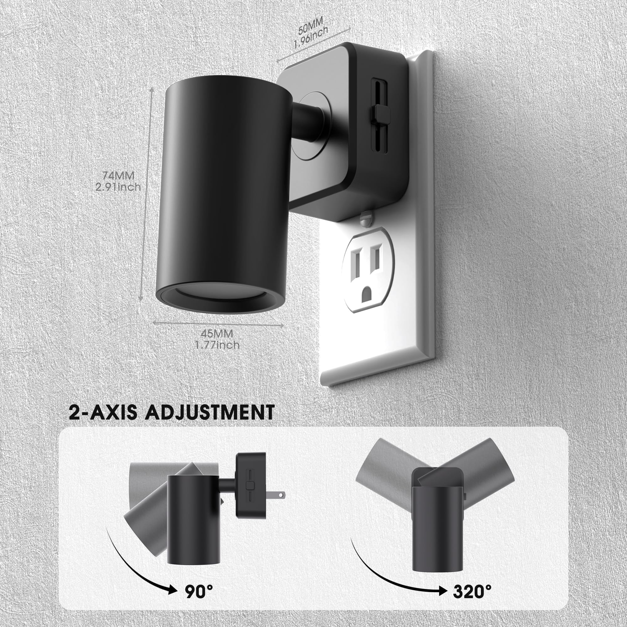 Briignite Night Lights Plug-in, 2-Pack, Dusk to Dawn Dimmable, Soft White, 1W, Cream, Model BRGY16202US-2