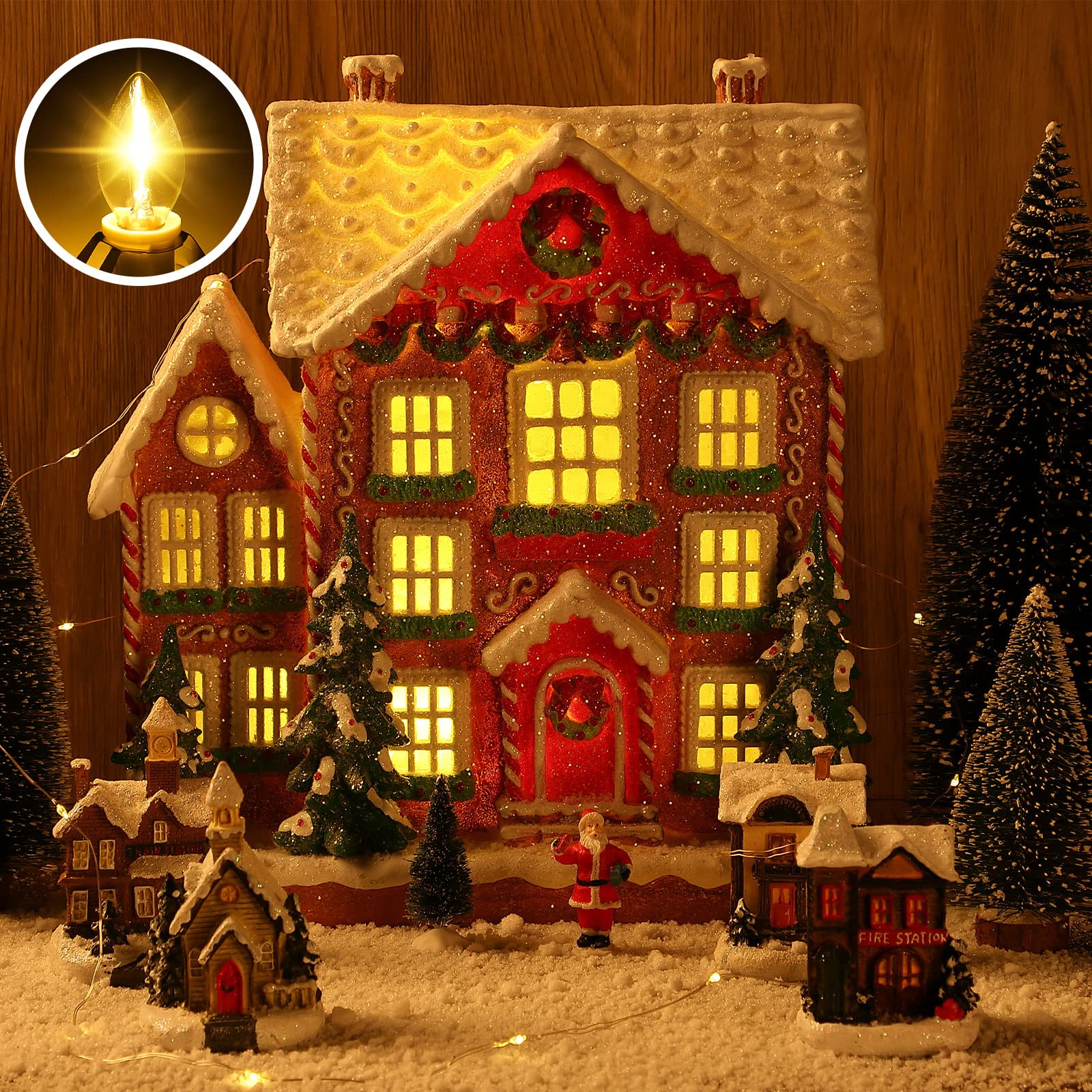 Leelosp 14.8 ft White Accessory Cord with 6 LED Bulbs, On/Off Switch, Spare Fuses, Ideal for Halloween & Christmas Decor