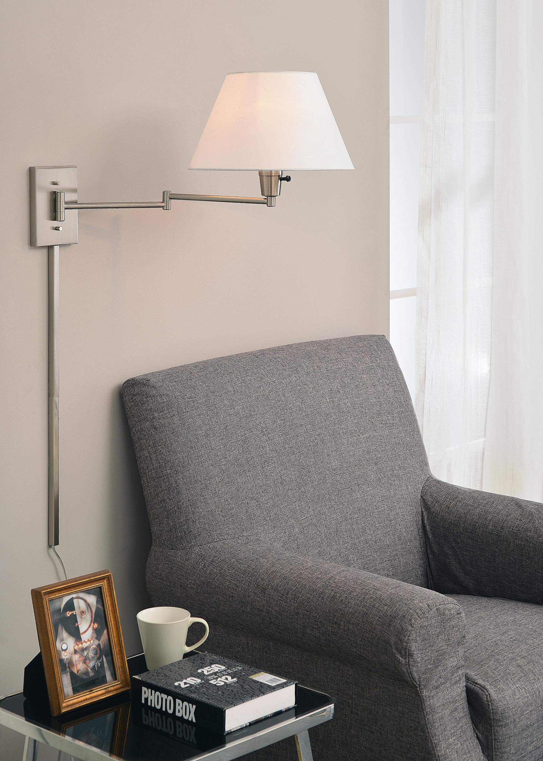 Kenroy Home Wall Swing Arm Light, Medium, Brushed Steel, Model 30110BS, Alloy Steel Construction