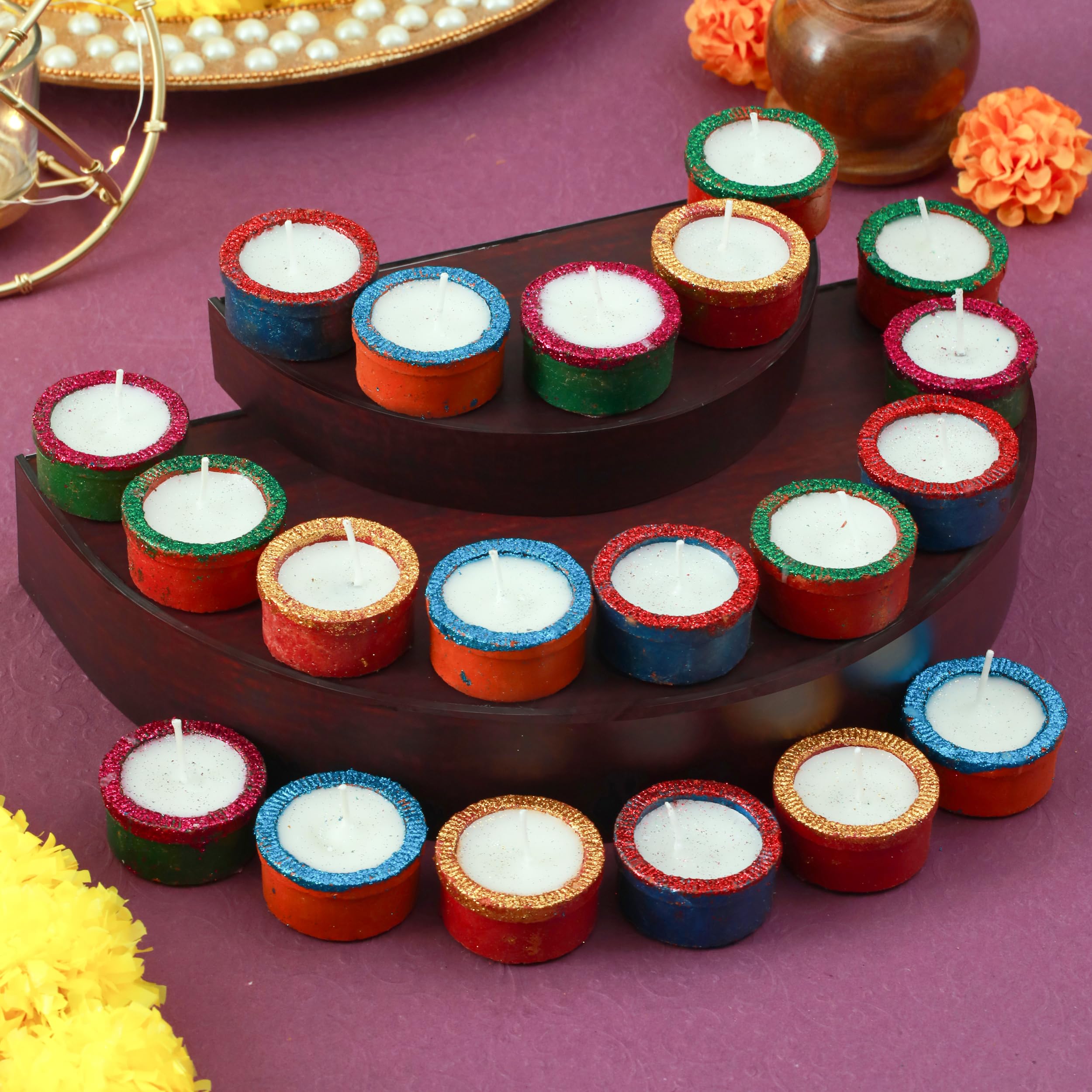 Tied Ribbons Clay Diya Set Of 20 | Handmade Terracotta Diyas For Indian Pooja Puja Oil Diya Lamp For Mandir  Temple  Indian Gift Items - Pongal Decorations For Home