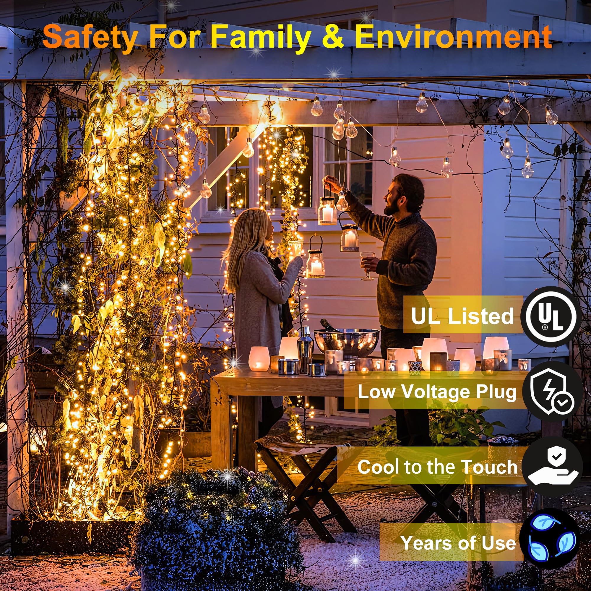 300Led String Lights Indoor Outdoor Use, 8 Lighting Modes 100Ft Fairy Lights For Outside, Christmas Tree Lights Outdoor Ip44 Waterproof For Xmas Patio Yard Fence Deck Balcony Garden Decor Warm White