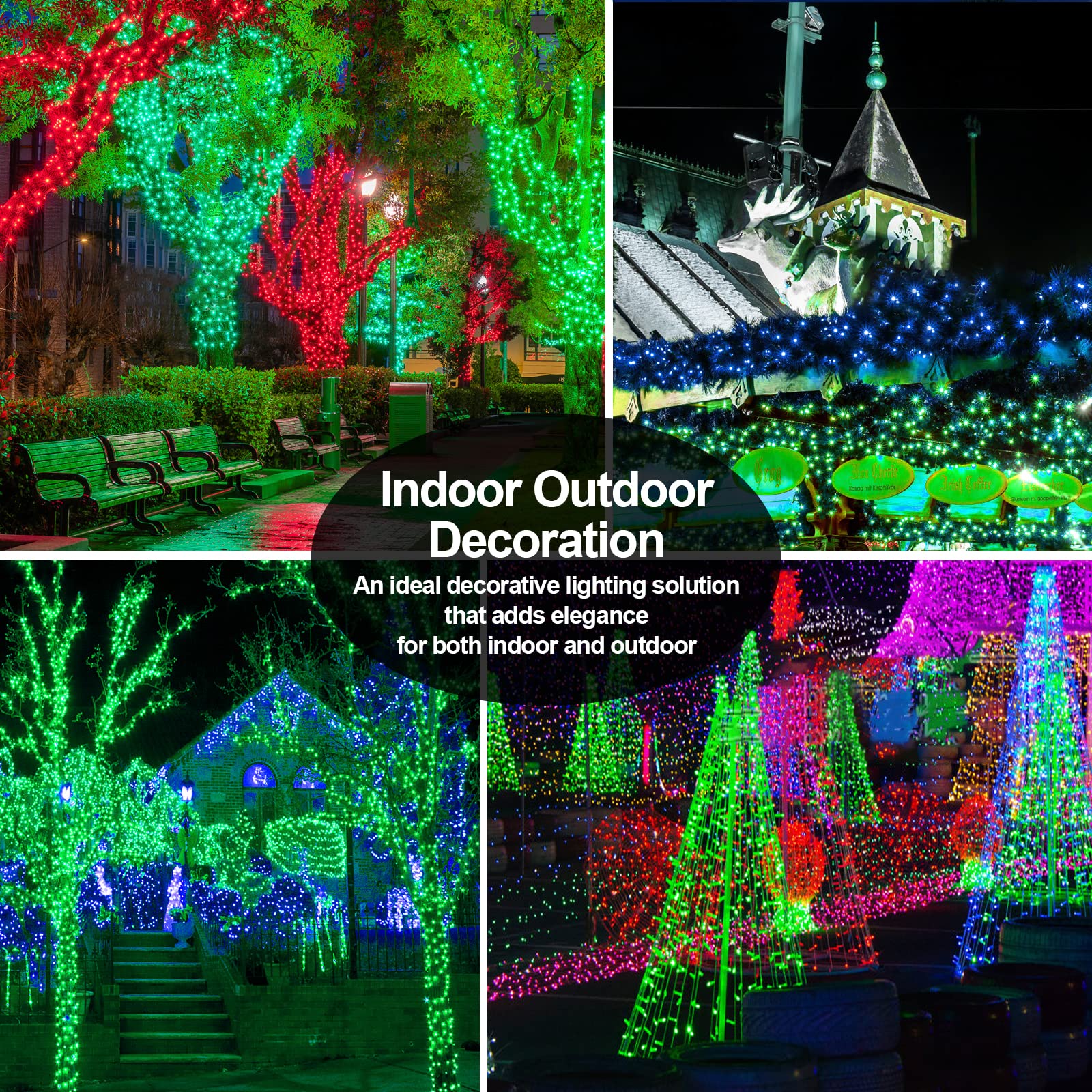 Jxledayy 200 Ft 500 Led Christmas Lights Outdoor Fairy Lights Plug In Clear Wire String Lights Waterproof 8 Modes Timer For Outside Xmas Garden Tree Patio Yard Party Decorations-Green